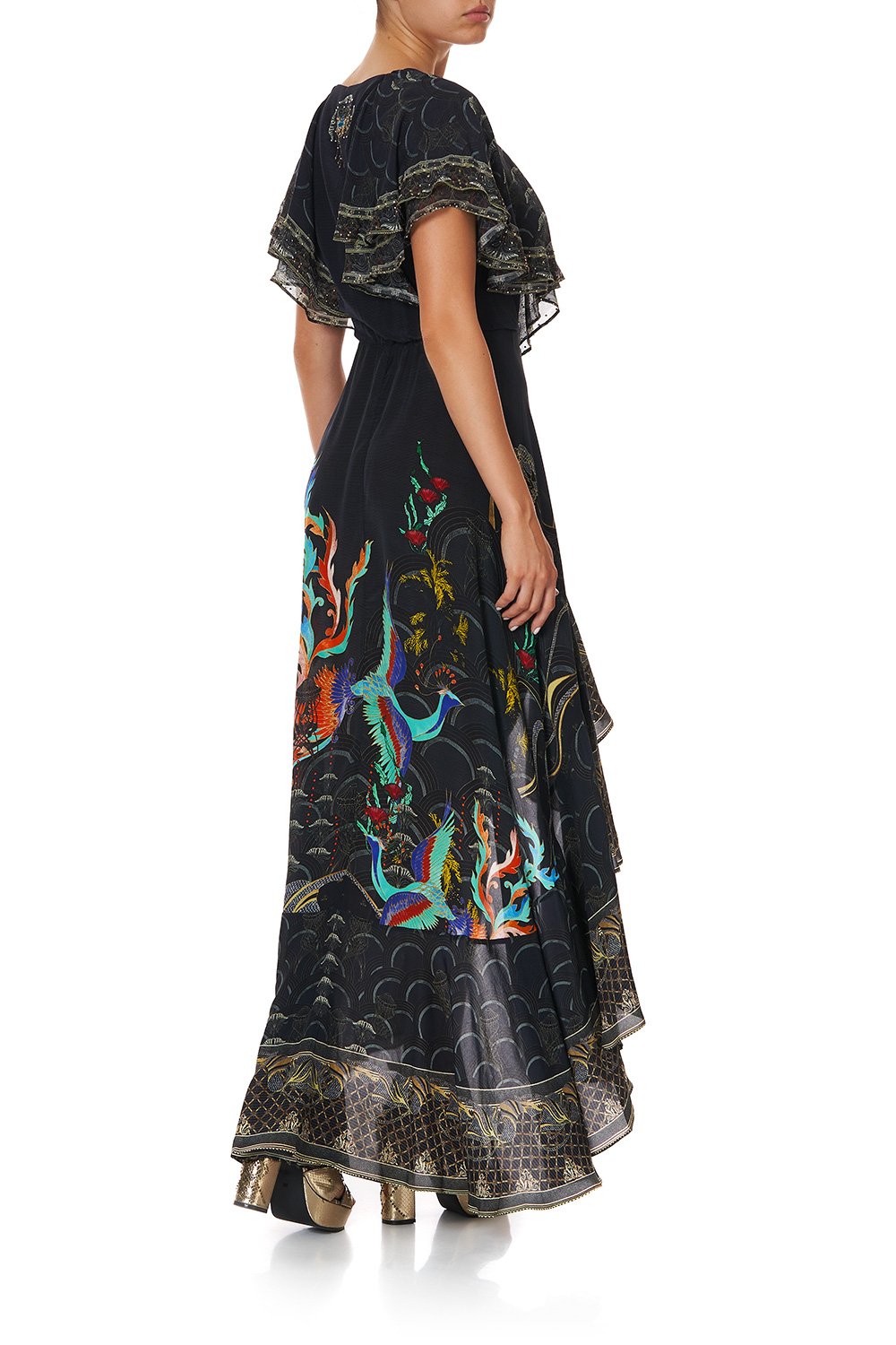 FRILL SLEEVE LONG DRESS WISE WINGS