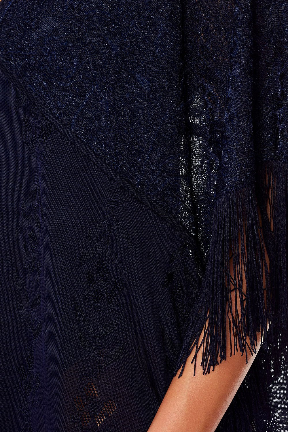 CAMILLA FRINGED KNIT KAFTAN MIDNIGHT MEETING