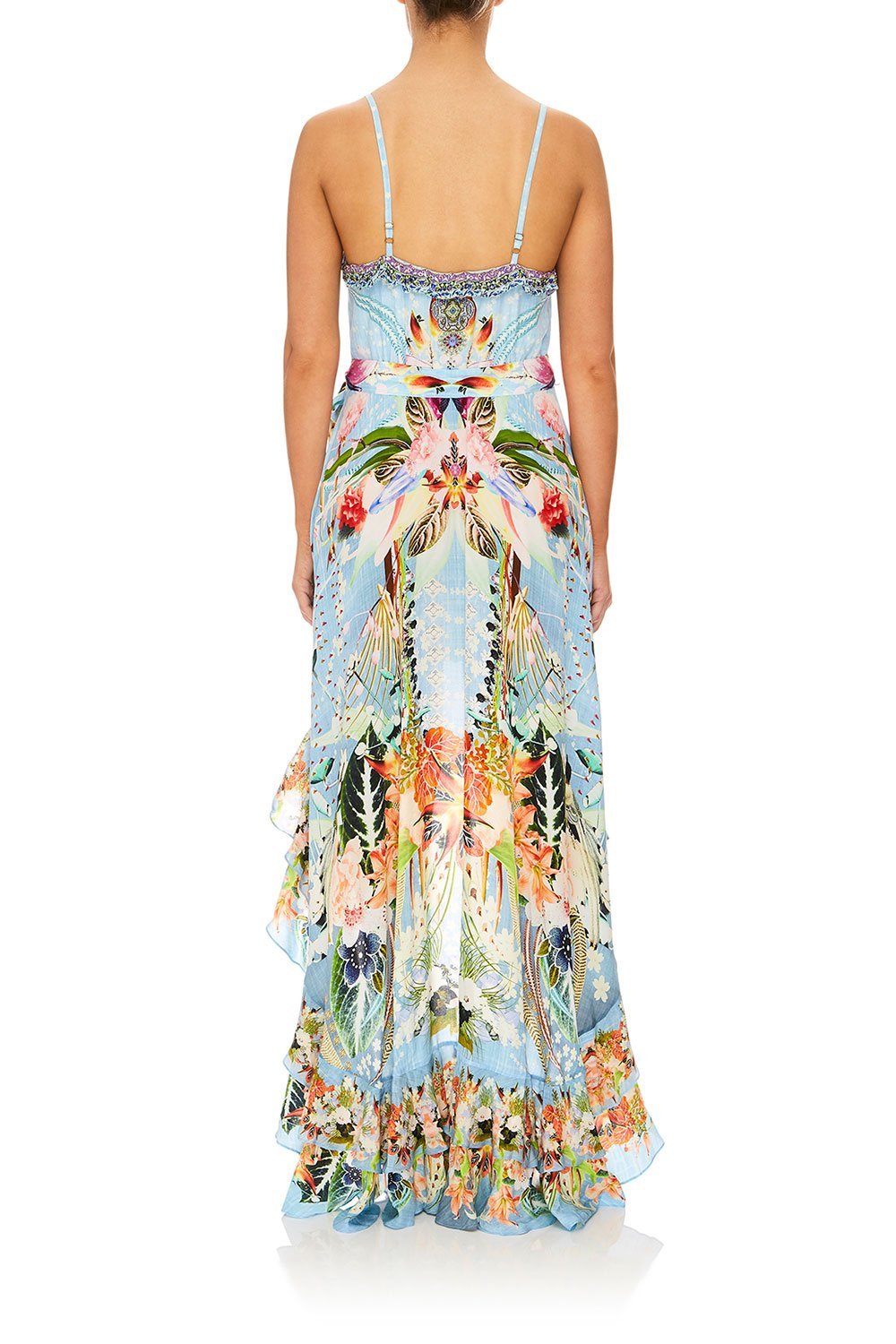 CAMILLA THE STILL ABYSS HIGH LOW BUTTON DOWN DRESS