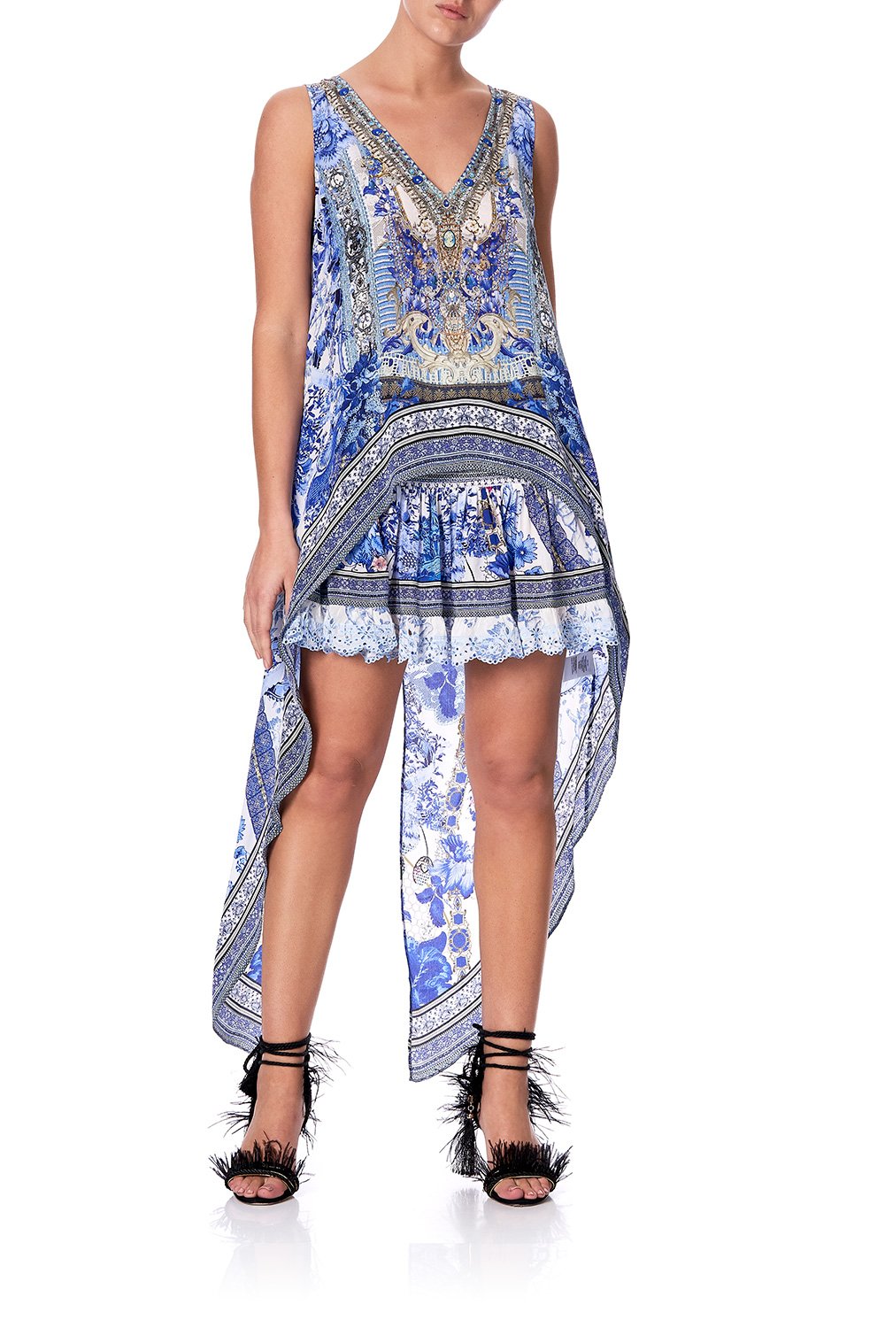 HIGH LOW CROSS BACK TOP PAINTED PROVINCIAL