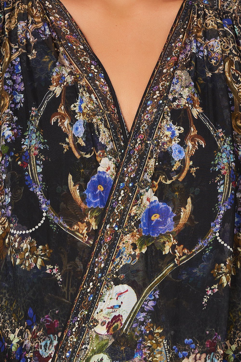 JERSEY BACK PANEL WITH SILK FRONT LONG LINE GATHERED LAYER PALACE PLAYHOUSE