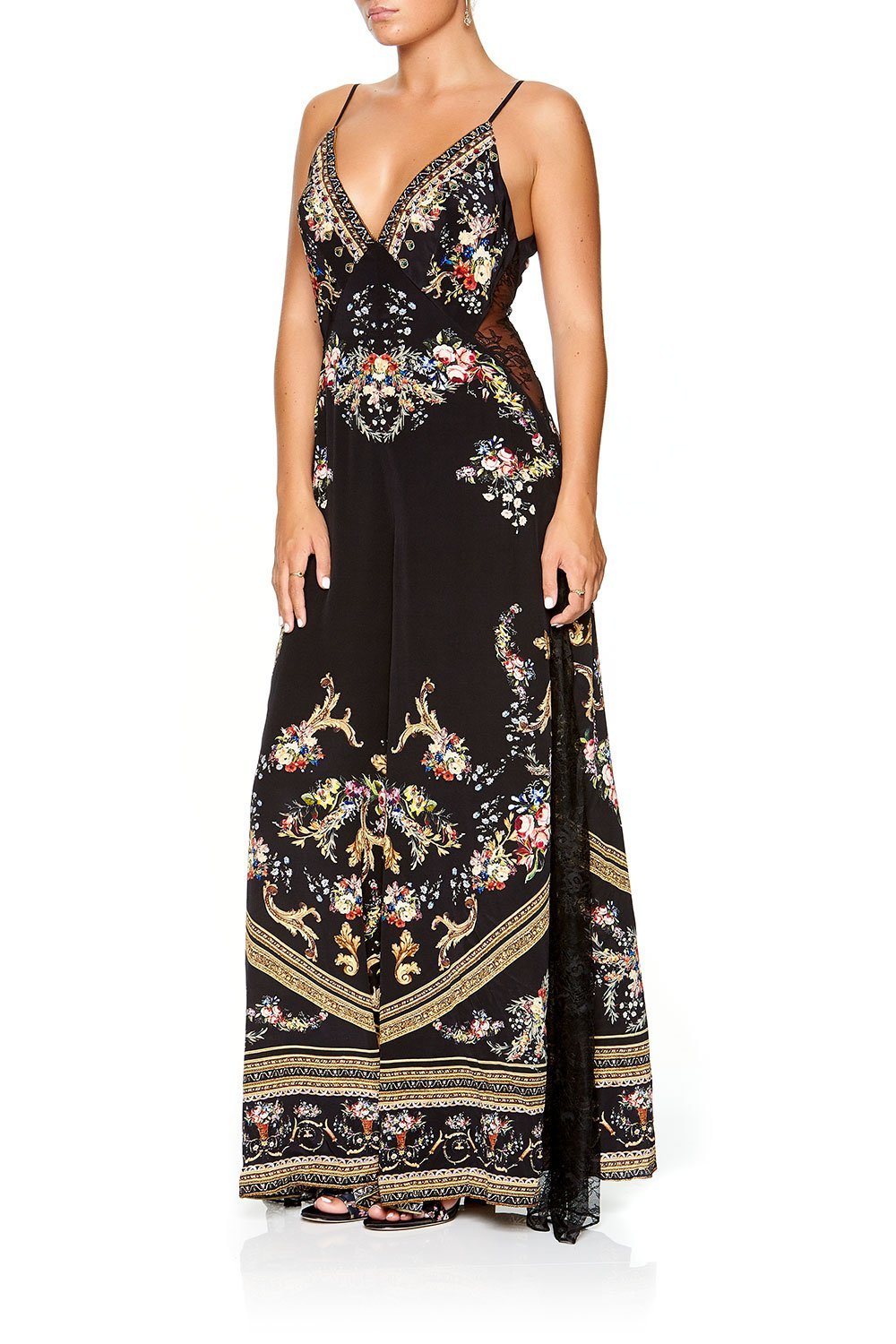 CAMILLA JUMPSUIT WITH LACE INSERT FRIEND IN FLORA