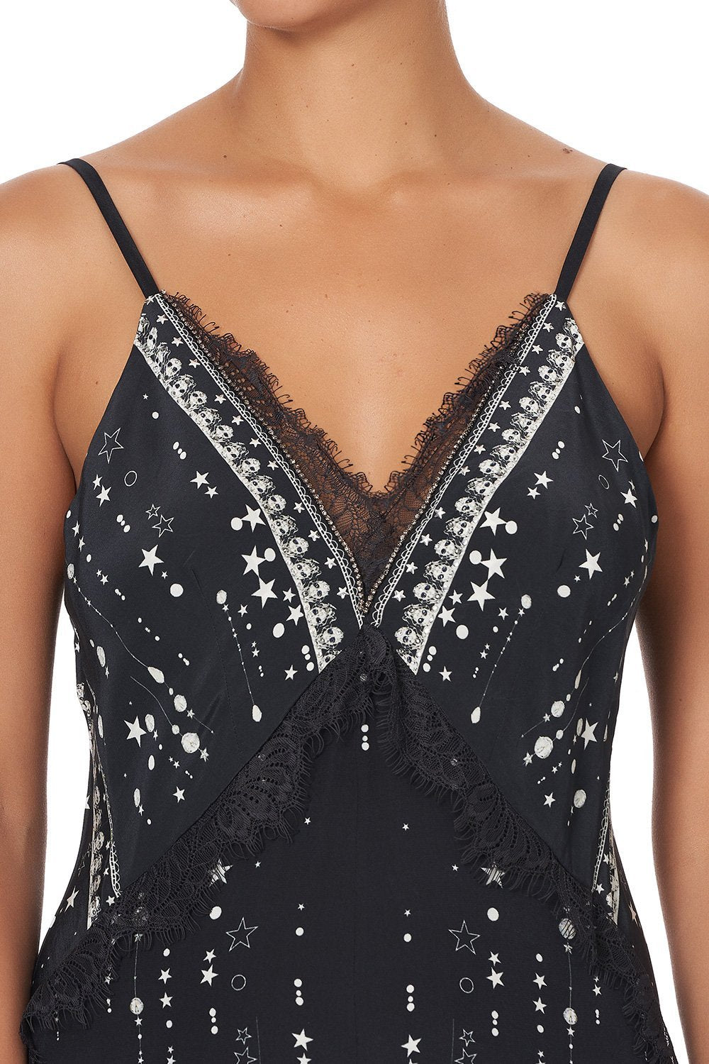 JUMPSUIT WITH SIDE PANELS AND GODET MIDNIGHT PEARL