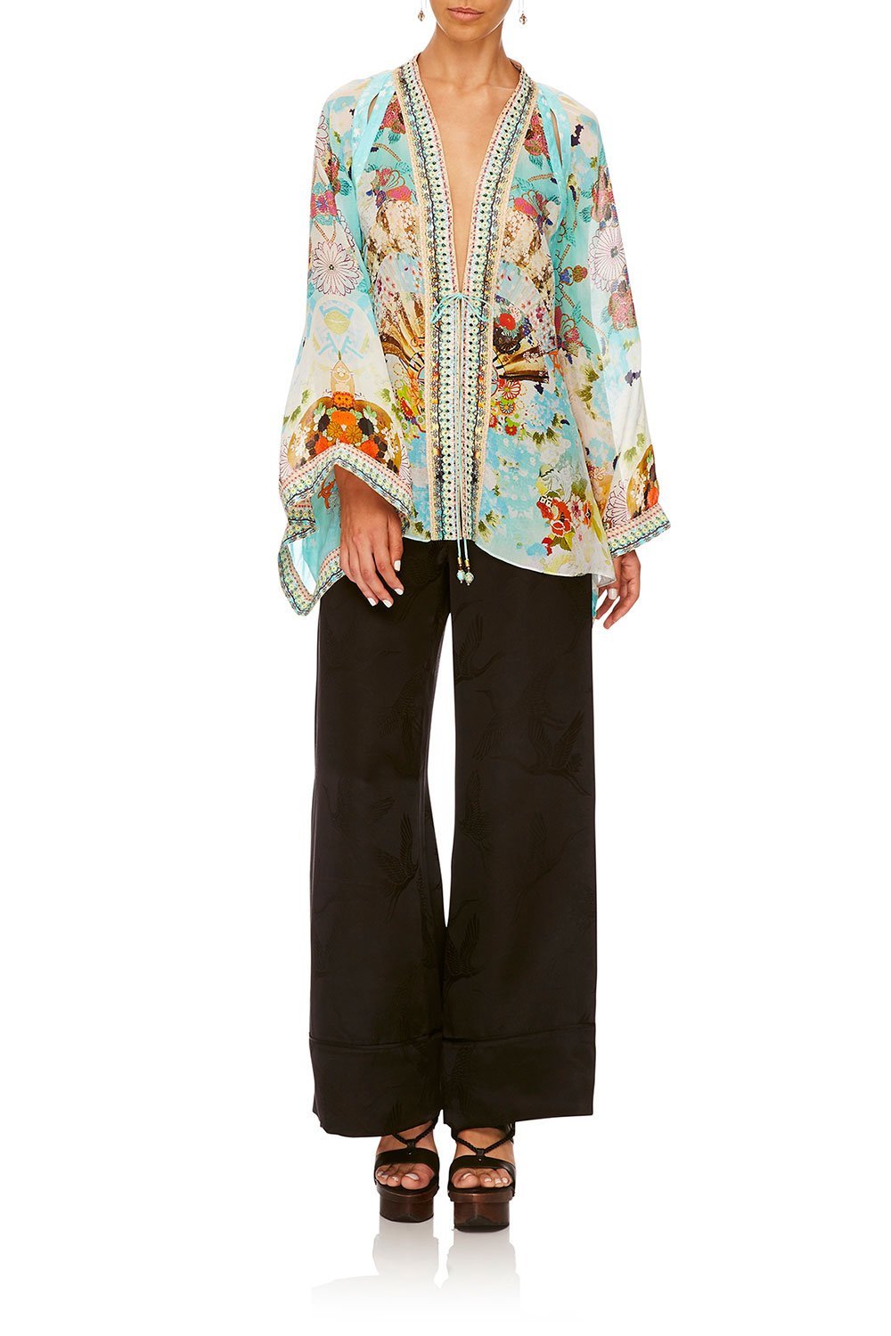 CAMILLA KAFTAN W/ SHEER SLEEVE RETRO'S RAINBOW