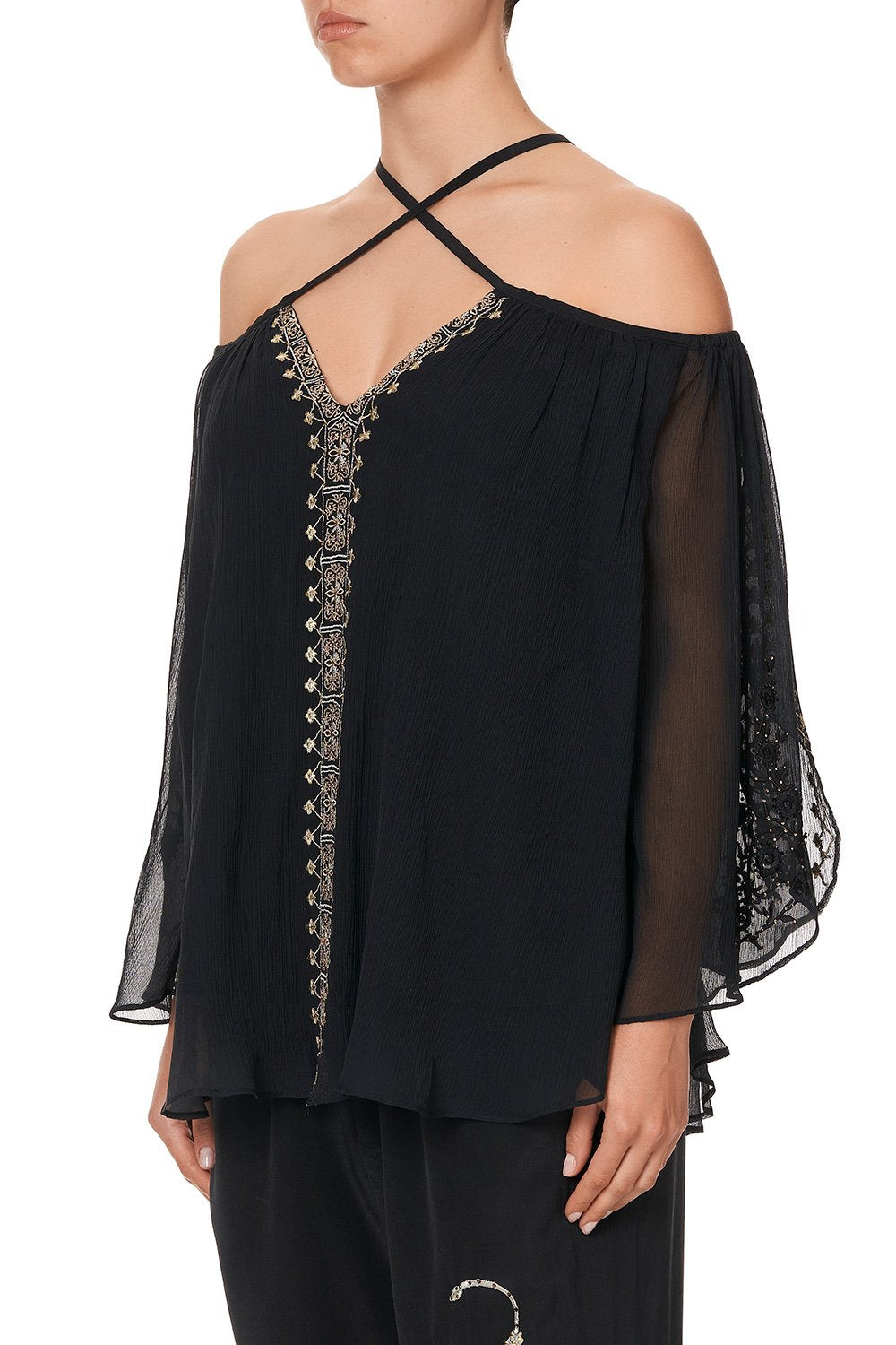 KEYHOLE OFF SHOULDER BLOUSE THE JEWELLED ARROW