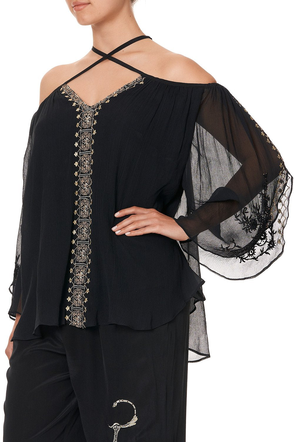KEYHOLE OFF SHOULDER BLOUSE THE JEWELLED ARROW