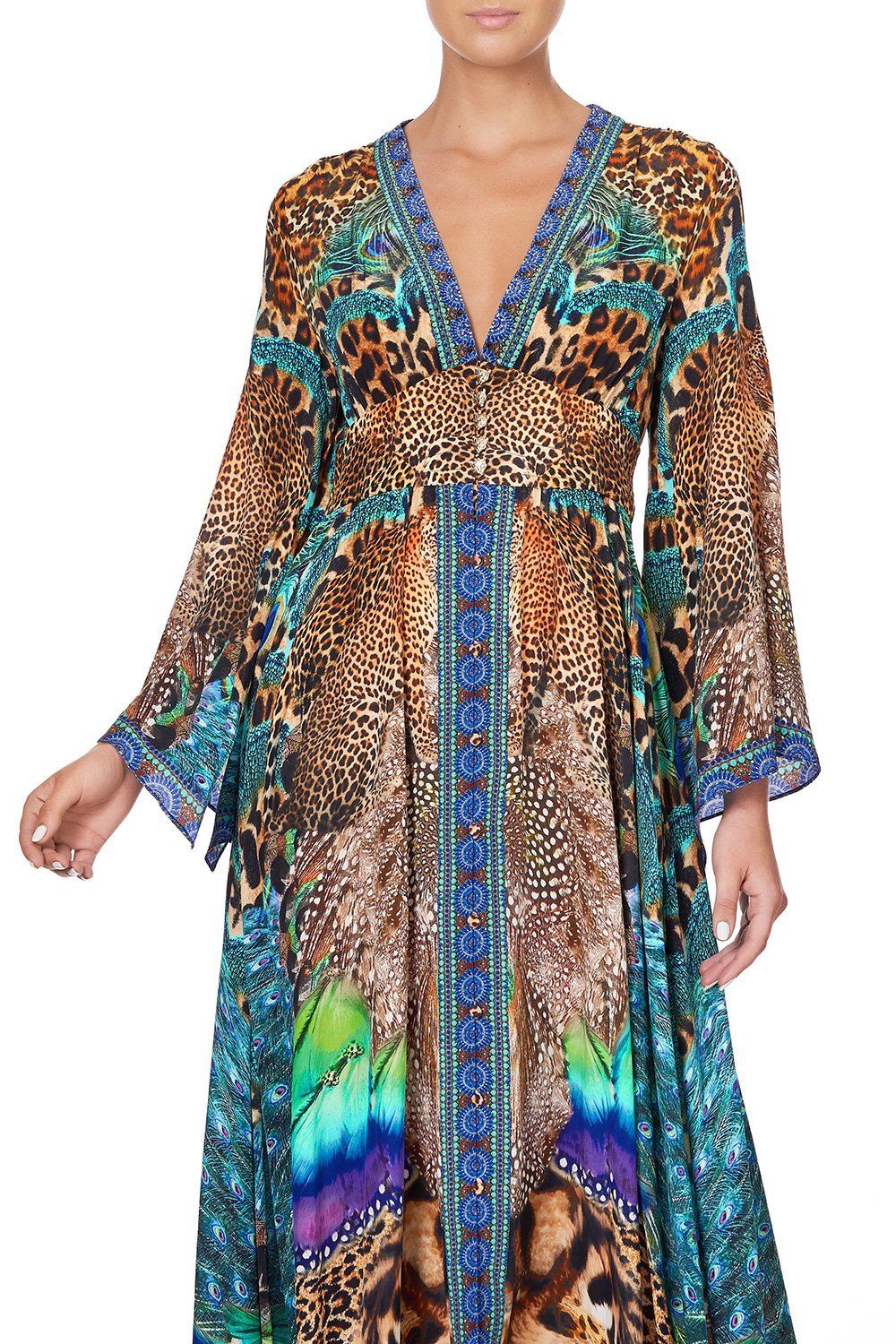 KIMONO SLEEVE DRESS WITH SHIRRING DETAIL MOTHER XANADU
