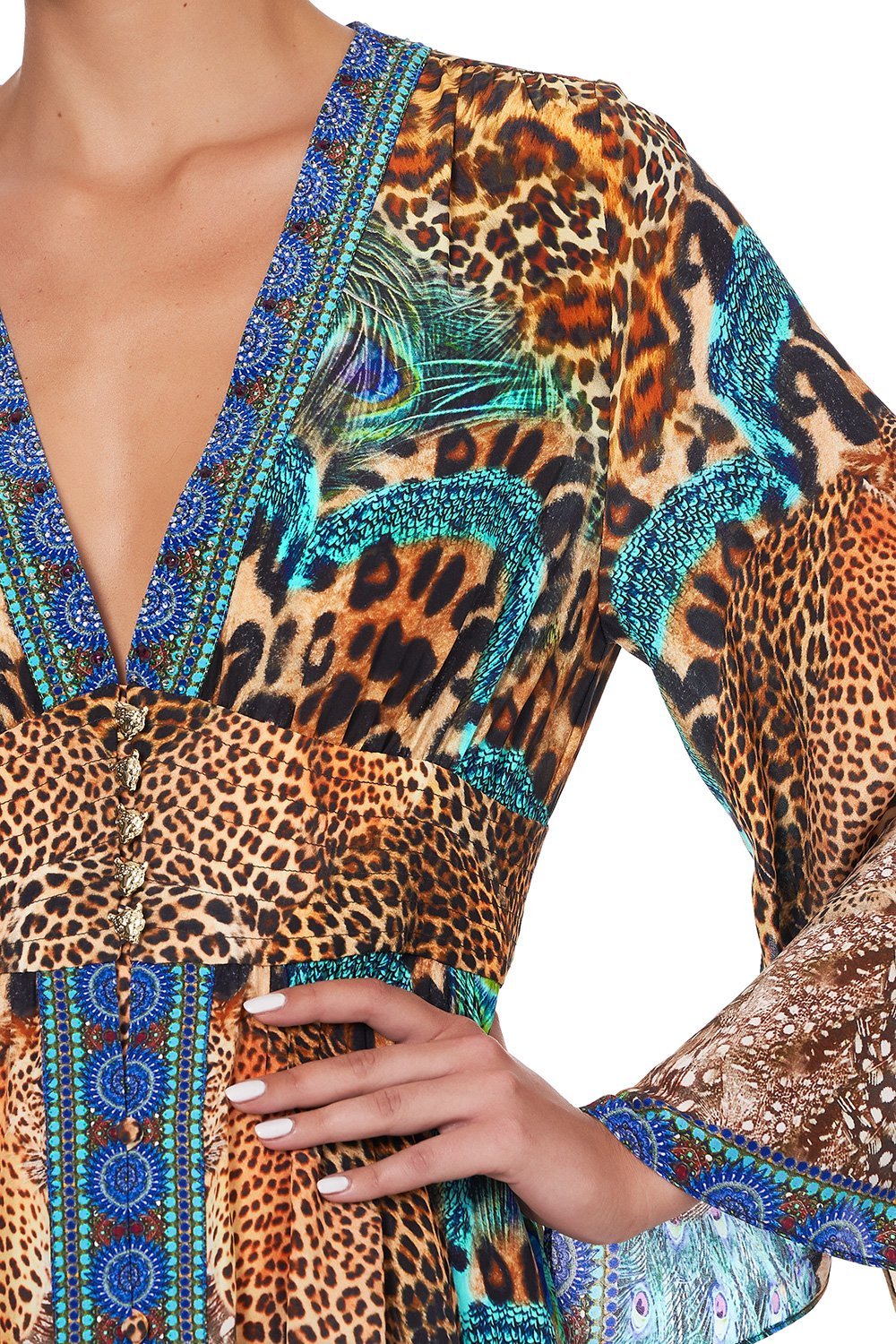 KIMONO SLEEVE DRESS WITH SHIRRING DETAIL MOTHER XANADU