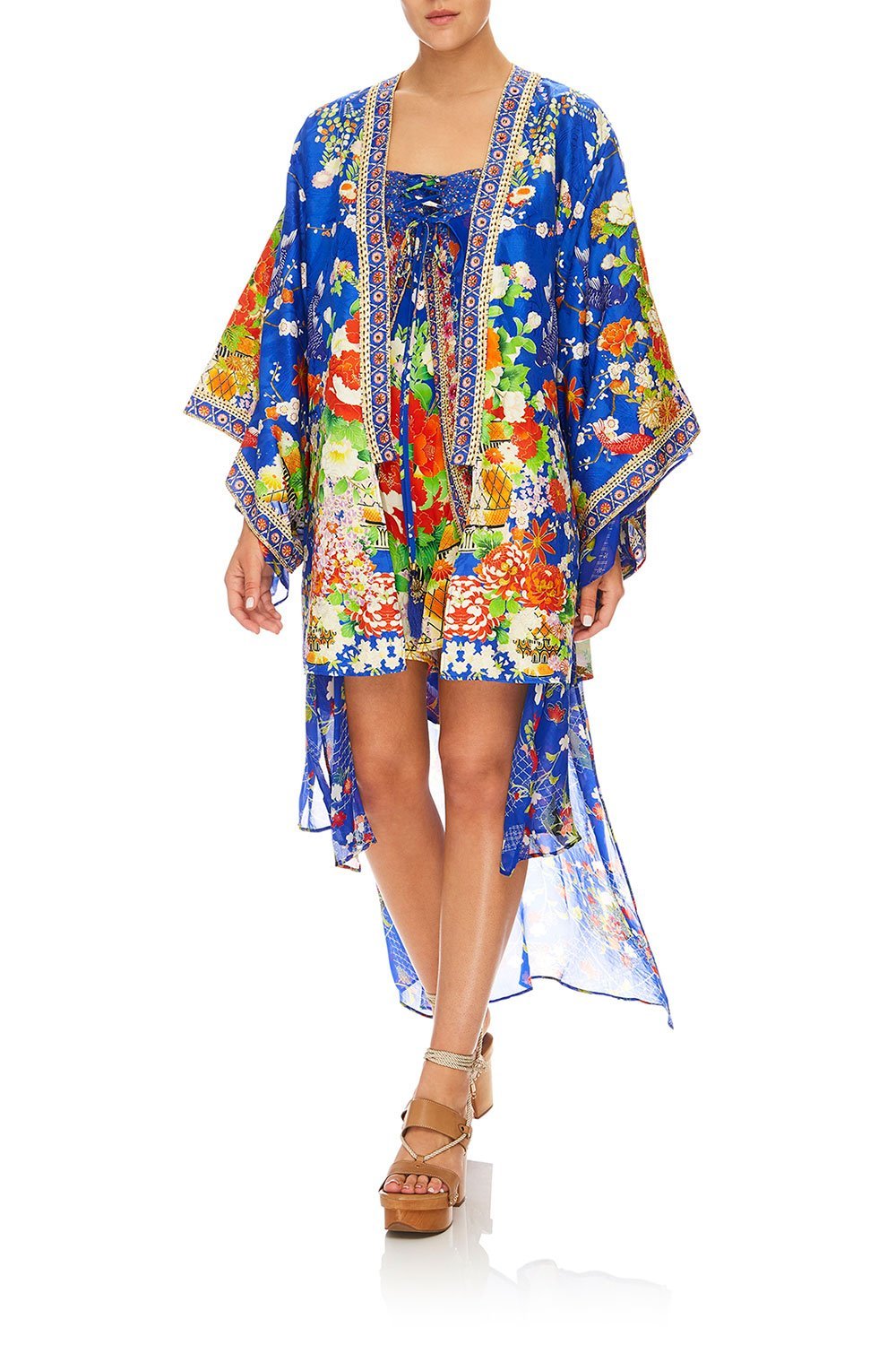 CAMILLA KIMONO W/ LONG UNDER LAYER PLAYING KOI
