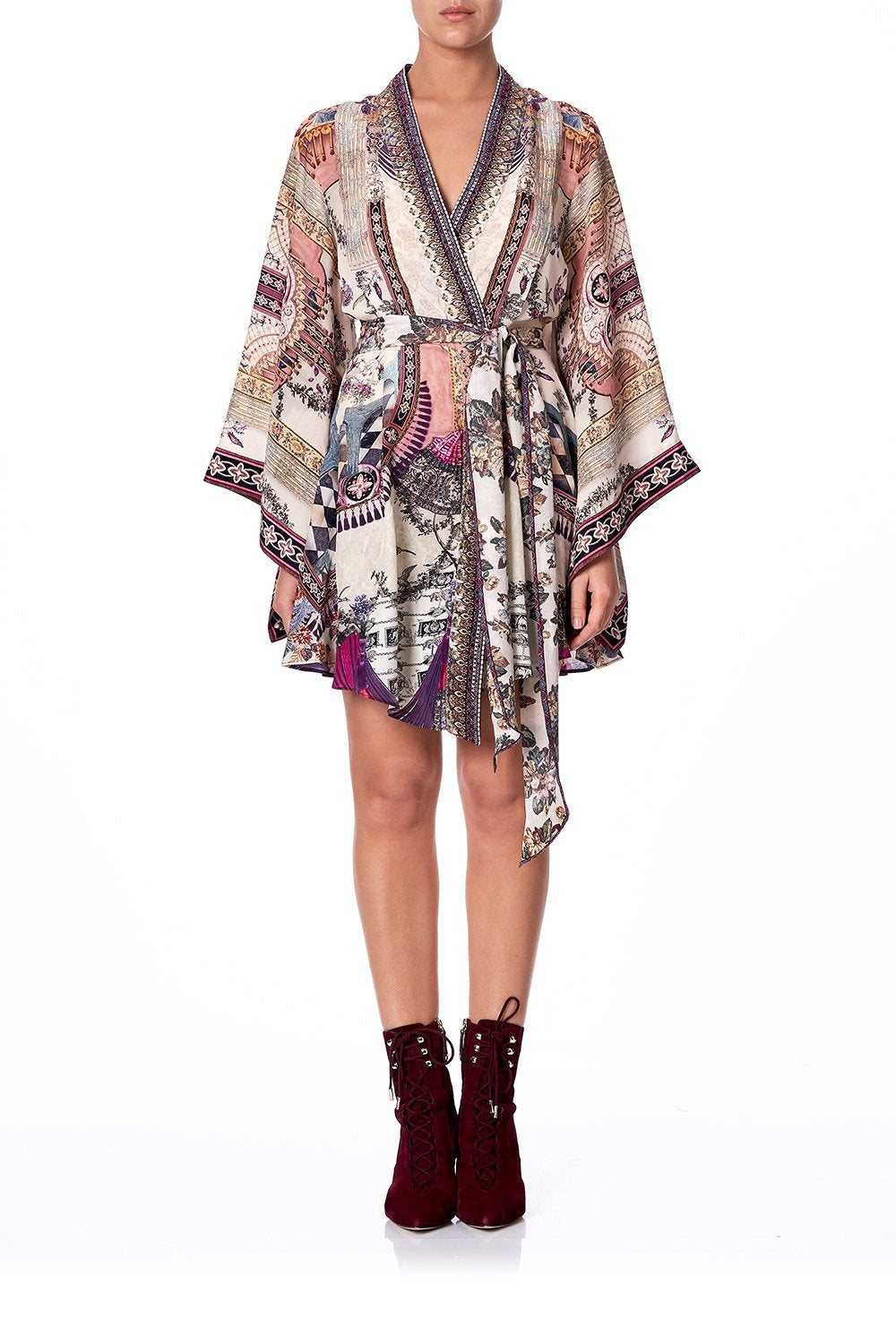 KIMONO WRAP DRESS WITH OBI VIOLET CITY