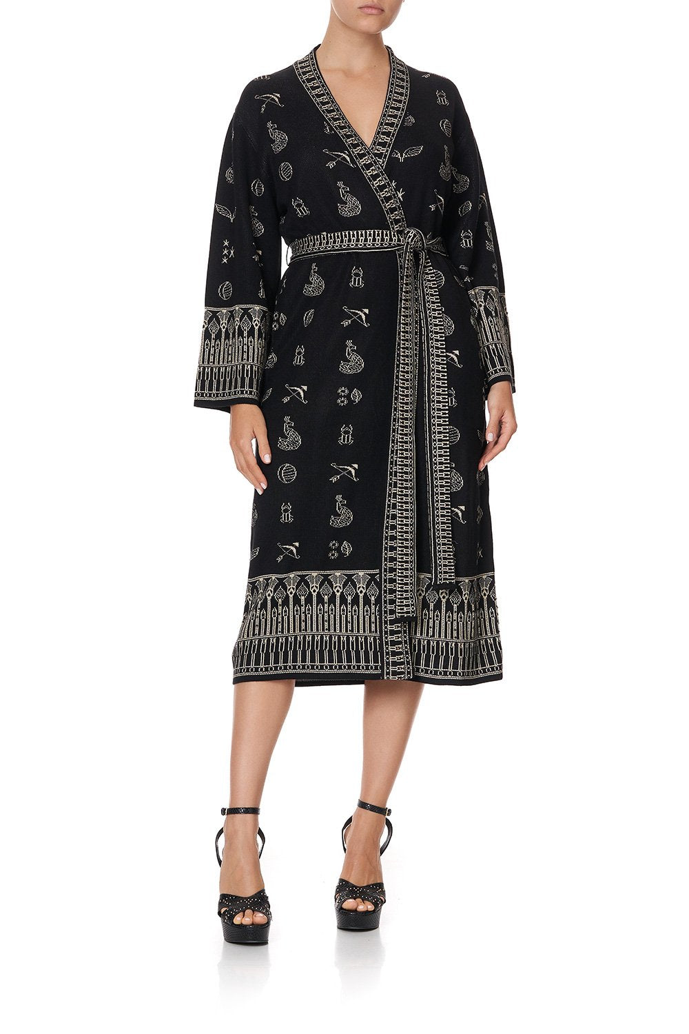 KNIT JACQUARD ROBE WITH WIDE SLEEVE COBRA KING