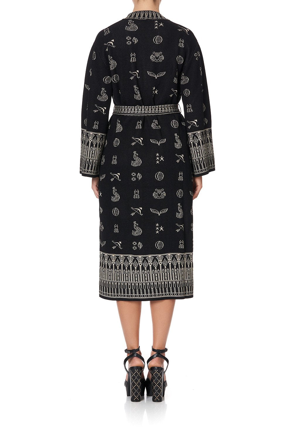 KNIT JACQUARD ROBE WITH WIDE SLEEVE COBRA KING