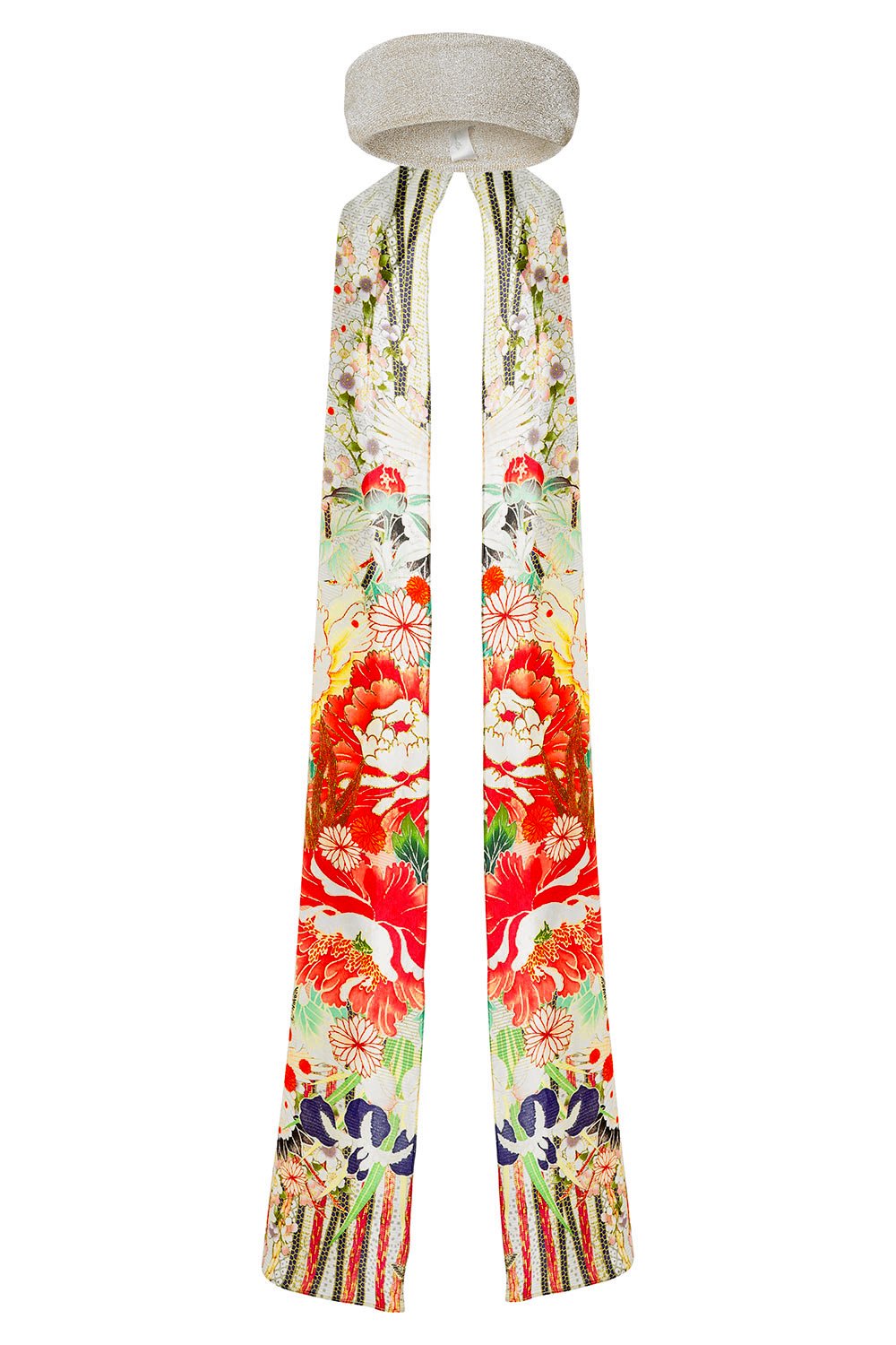 MS MAIKO KNITTED HEAD BAND W SILK SCARF