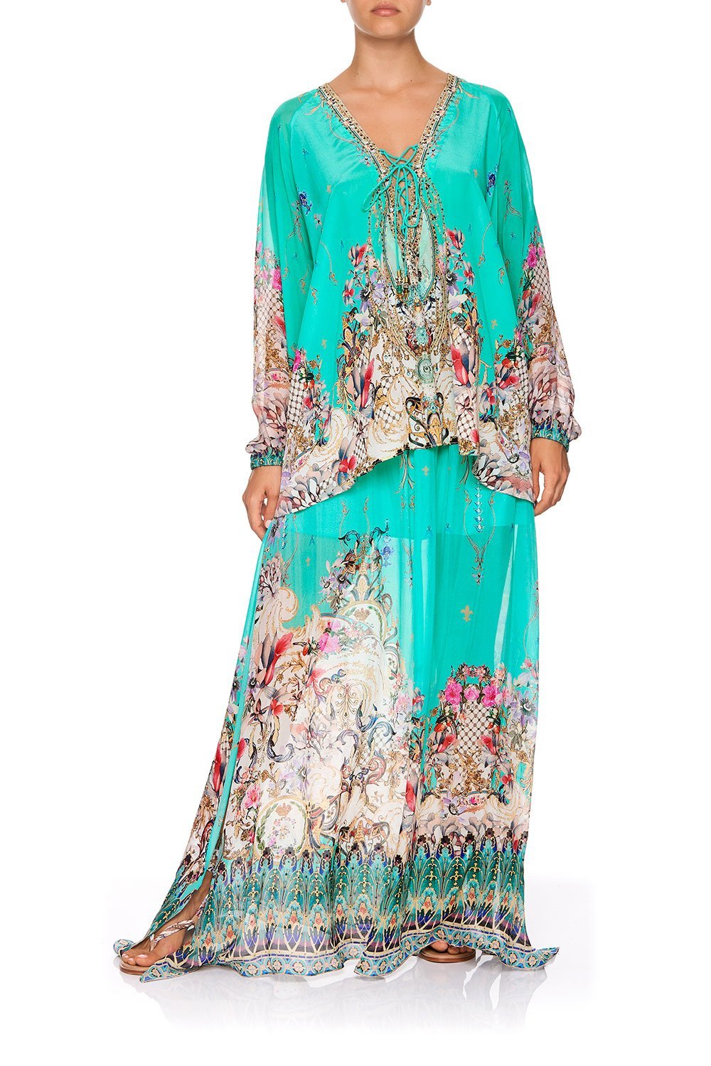 LACE UP BLOUSE FLORAISON