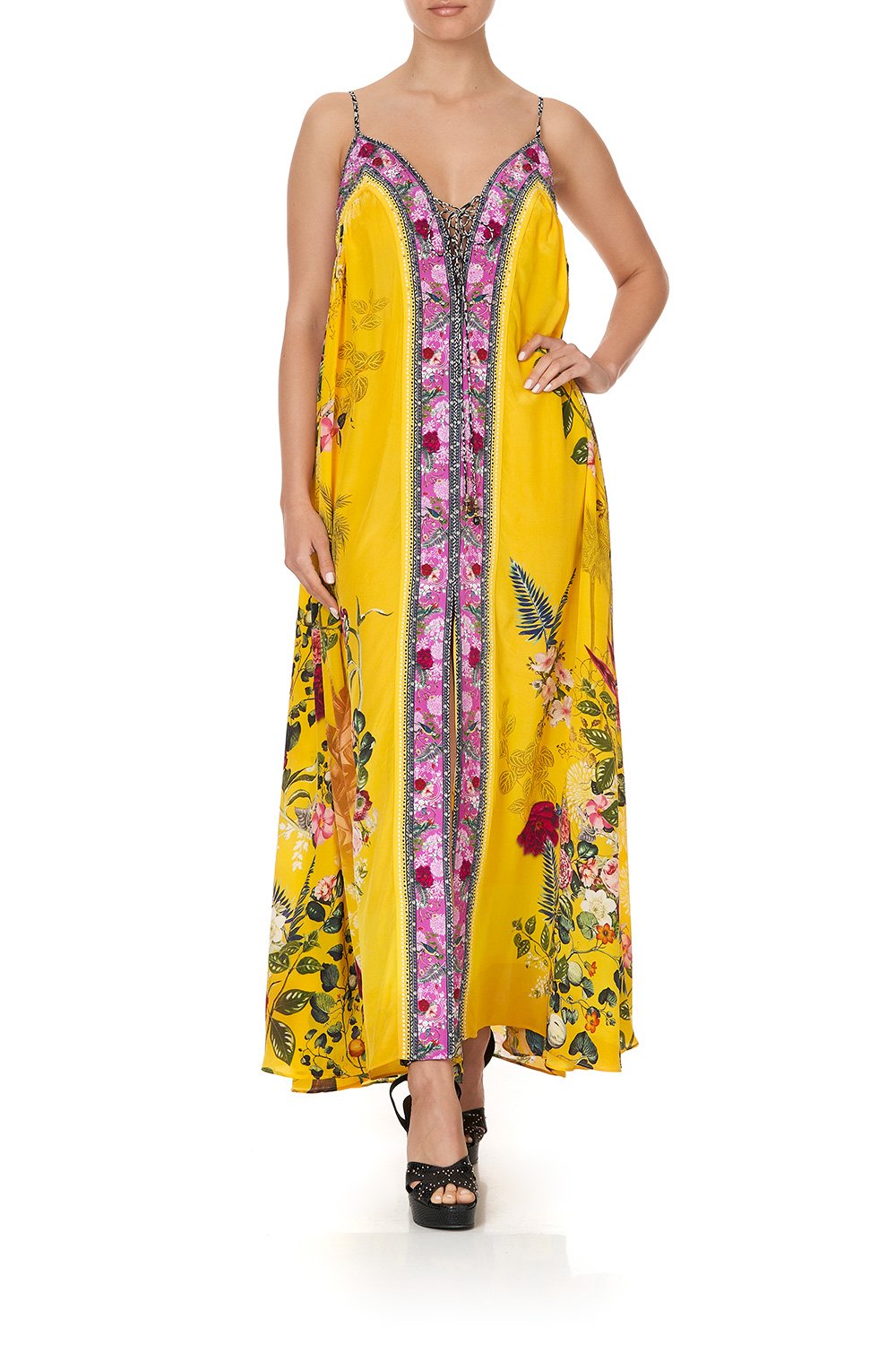 LACE UP FRONT DRESS SAFFRON MOON