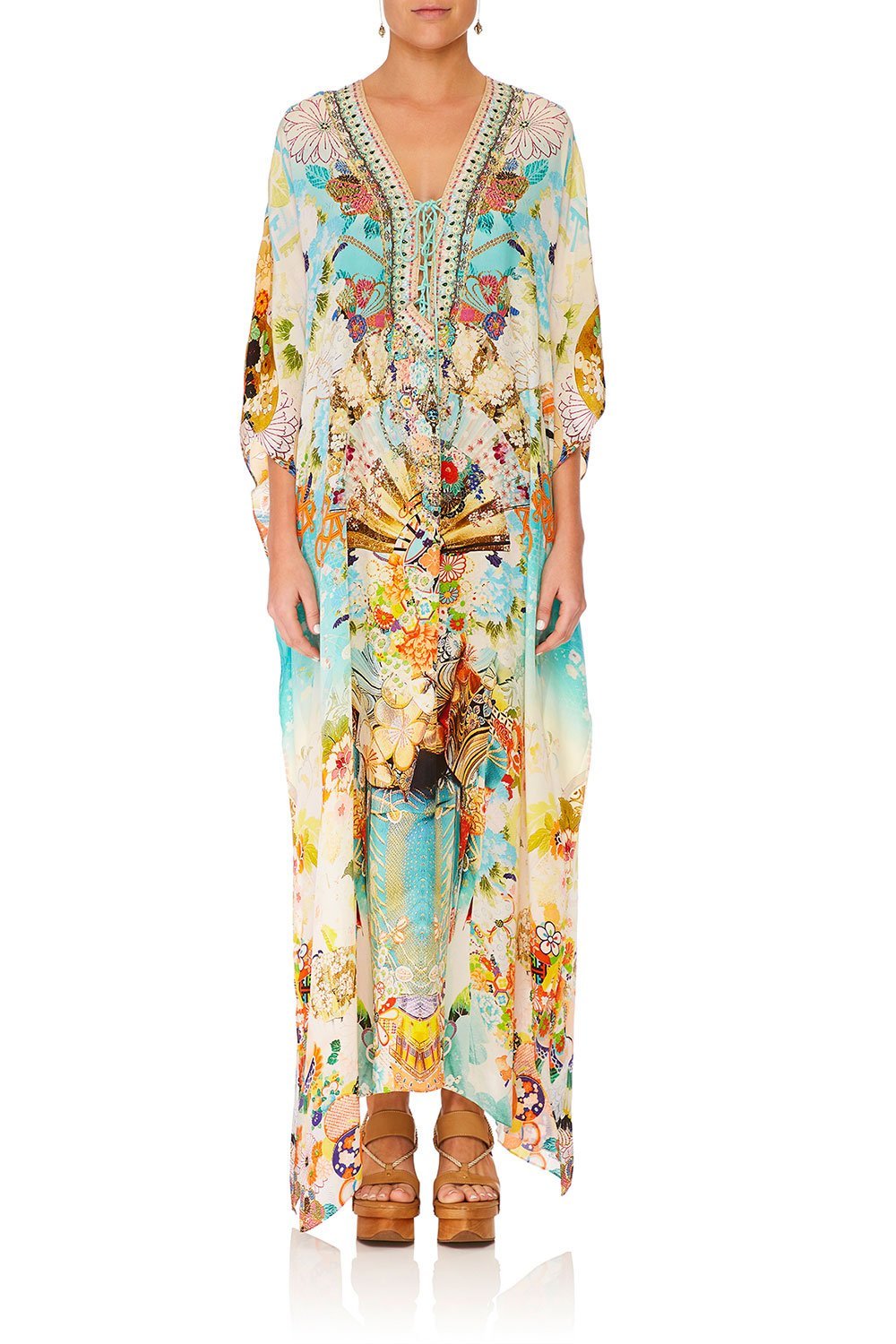 CAMILLA RETROS RAINBOW LACE UP KAFTAN