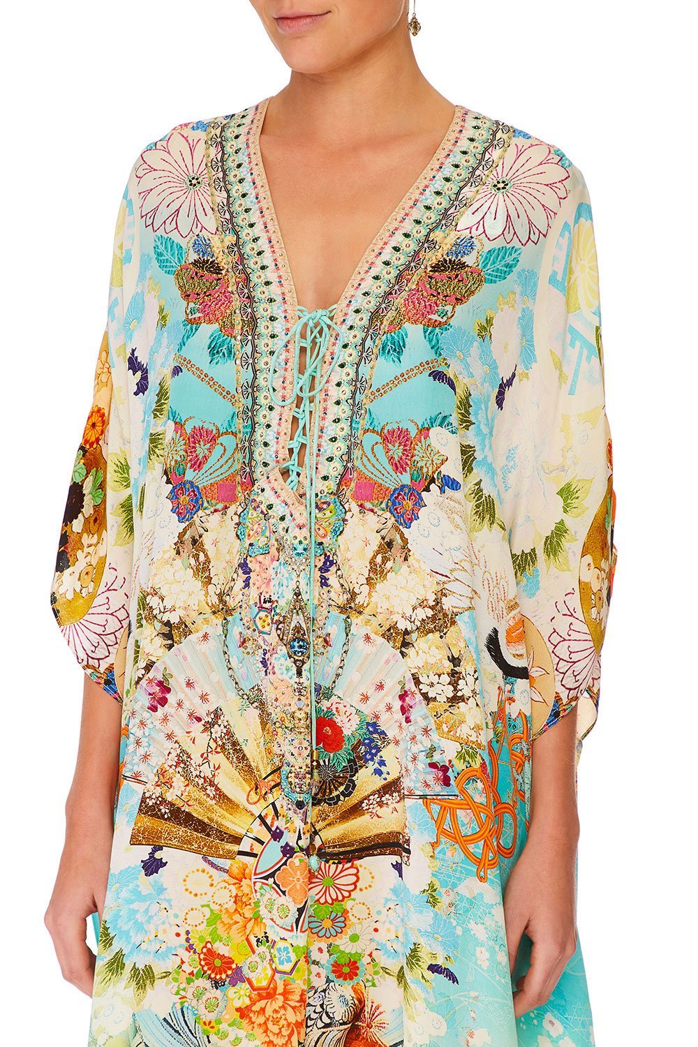 CAMILLA RETROS RAINBOW LACE UP KAFTAN