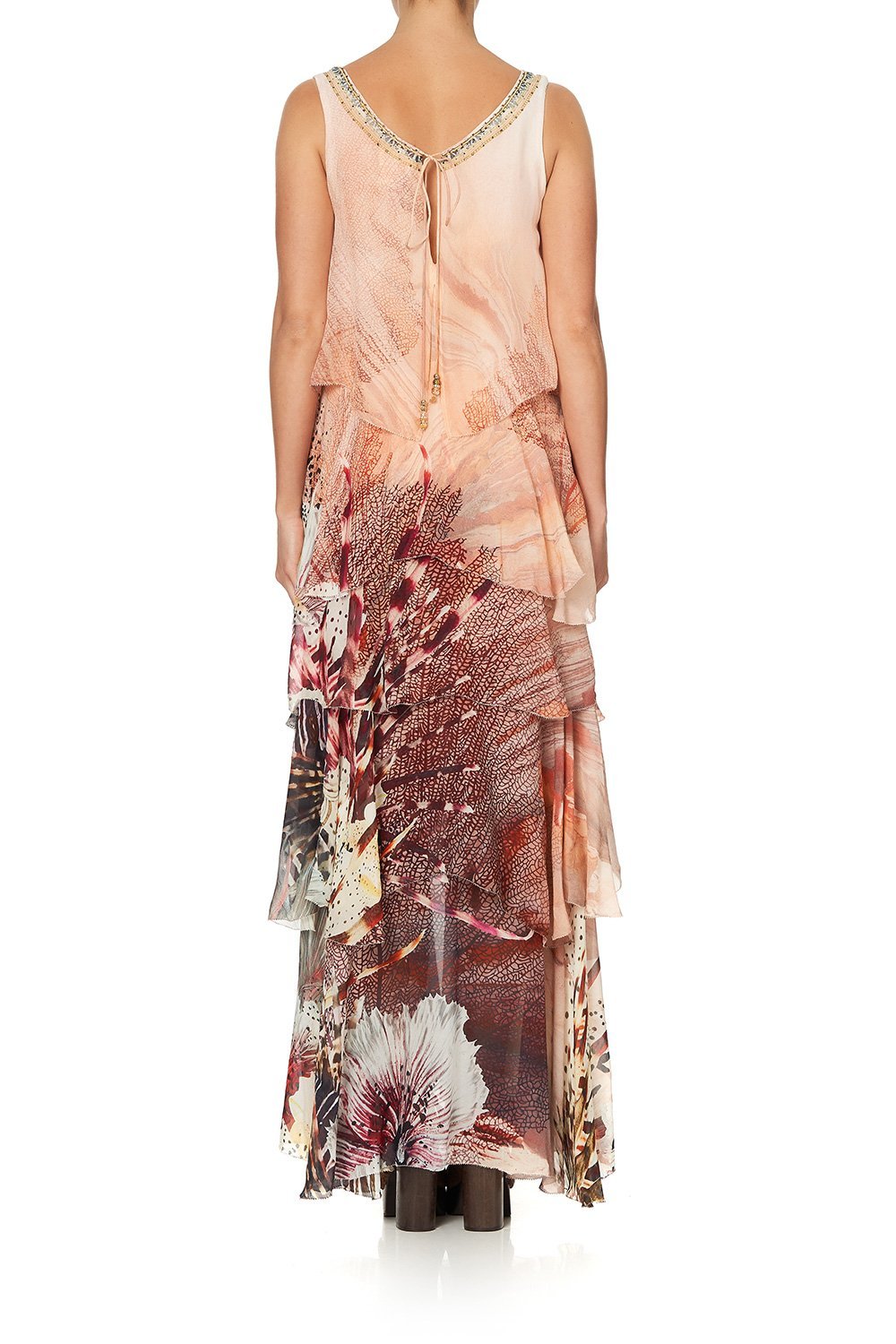 LAYERED FRILL LONG DRESS COASTAL TREASURE