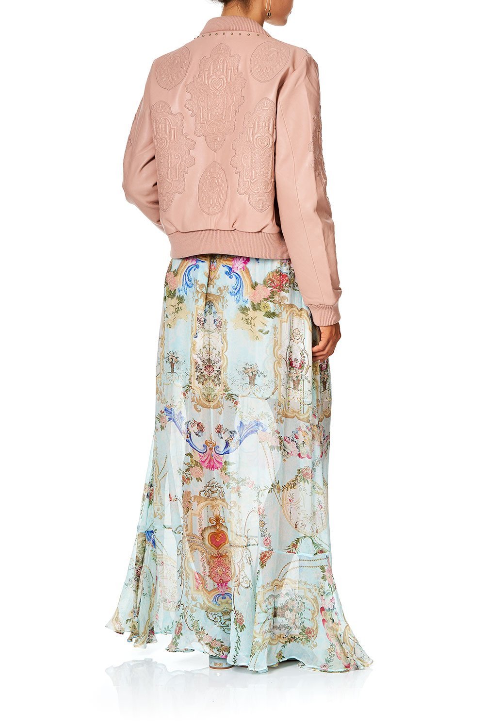 CAMILLA LEATHER BOMBER JACKET VERSAILLES SKY