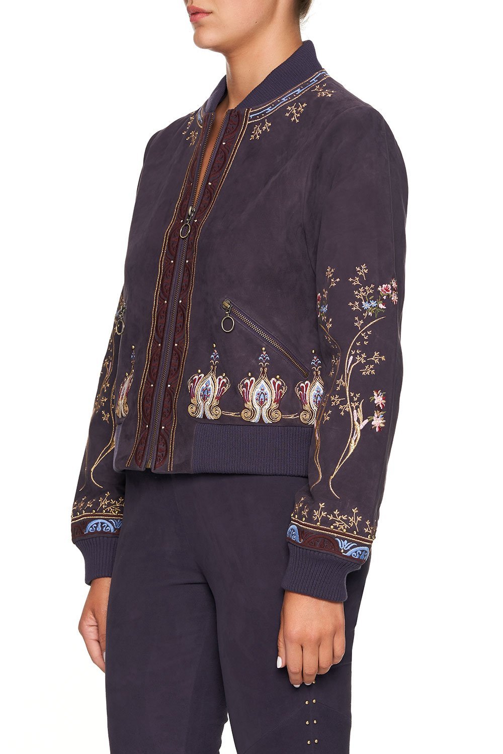 CAMILLA LEATHER BOMBER JACKET WILD FLOWER
