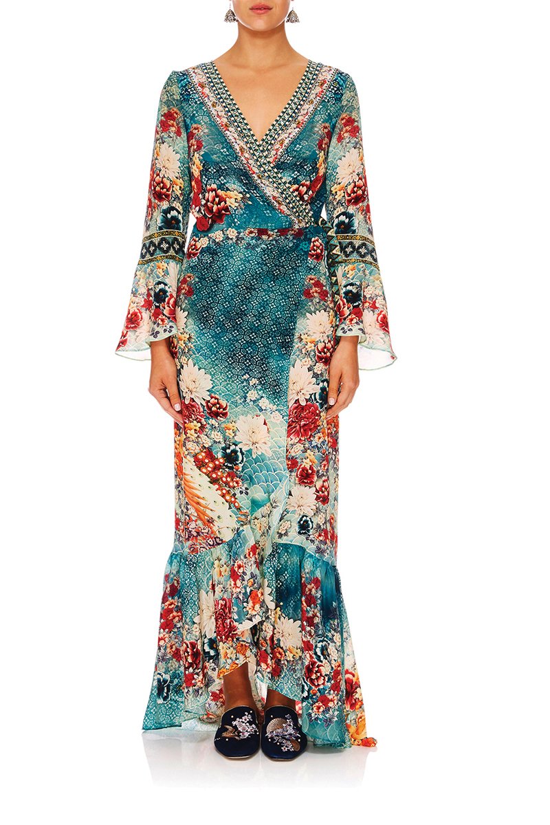CAMILLA HER HEIRLOOM LONG SLEEVE WRAP DRESS