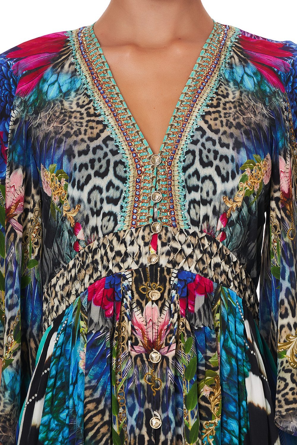 LONG DRESS WITH SMOCKED WAIST CAFE NAIROBI