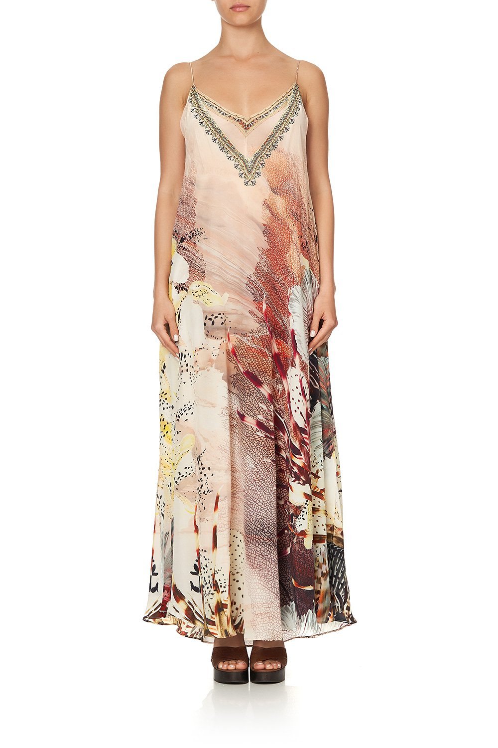 LONG DRESS WITH SHEER UNDERLAY COASTAL TREASURE