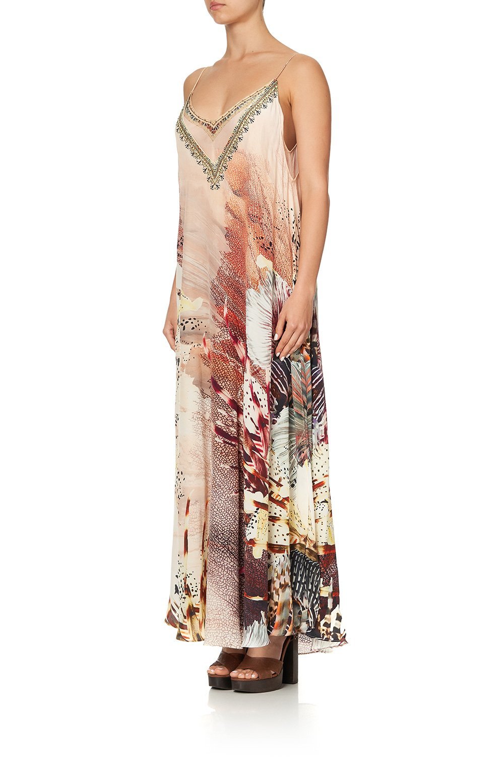 LONG DRESS WITH SHEER UNDERLAY COASTAL TREASURE