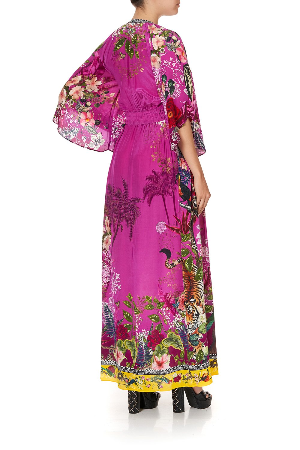 LONG DRESS WITH SMOCKED WAIST JUNGLE LANGUAGE