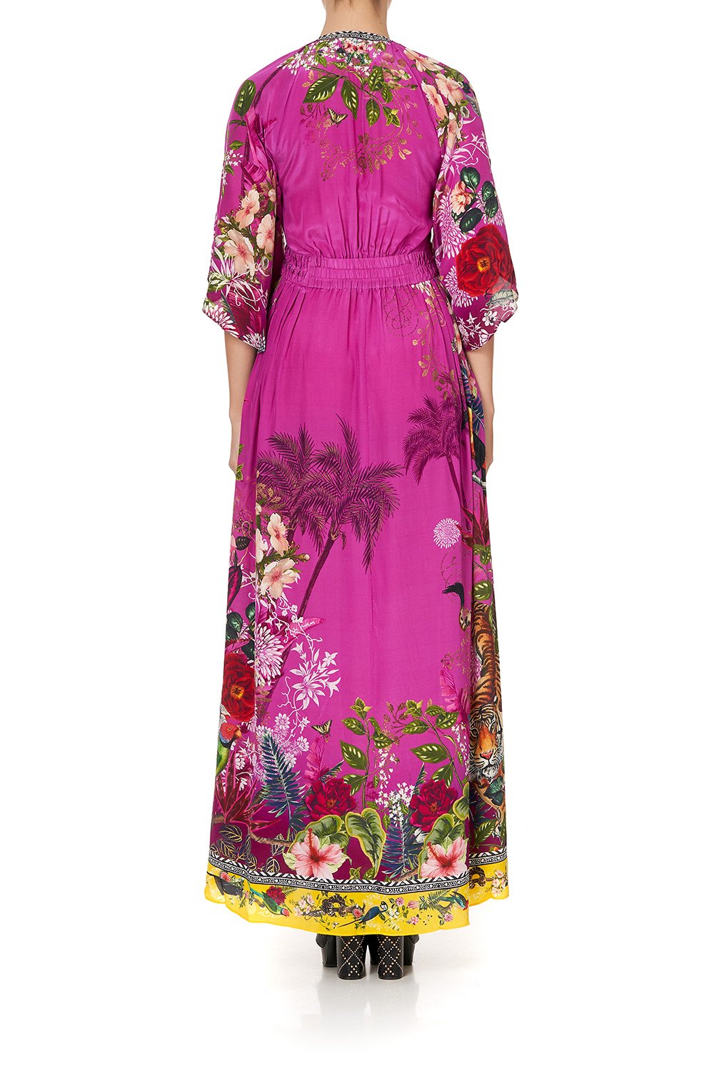 LONG DRESS WITH SMOCKED WAIST JUNGLE LANGUAGE