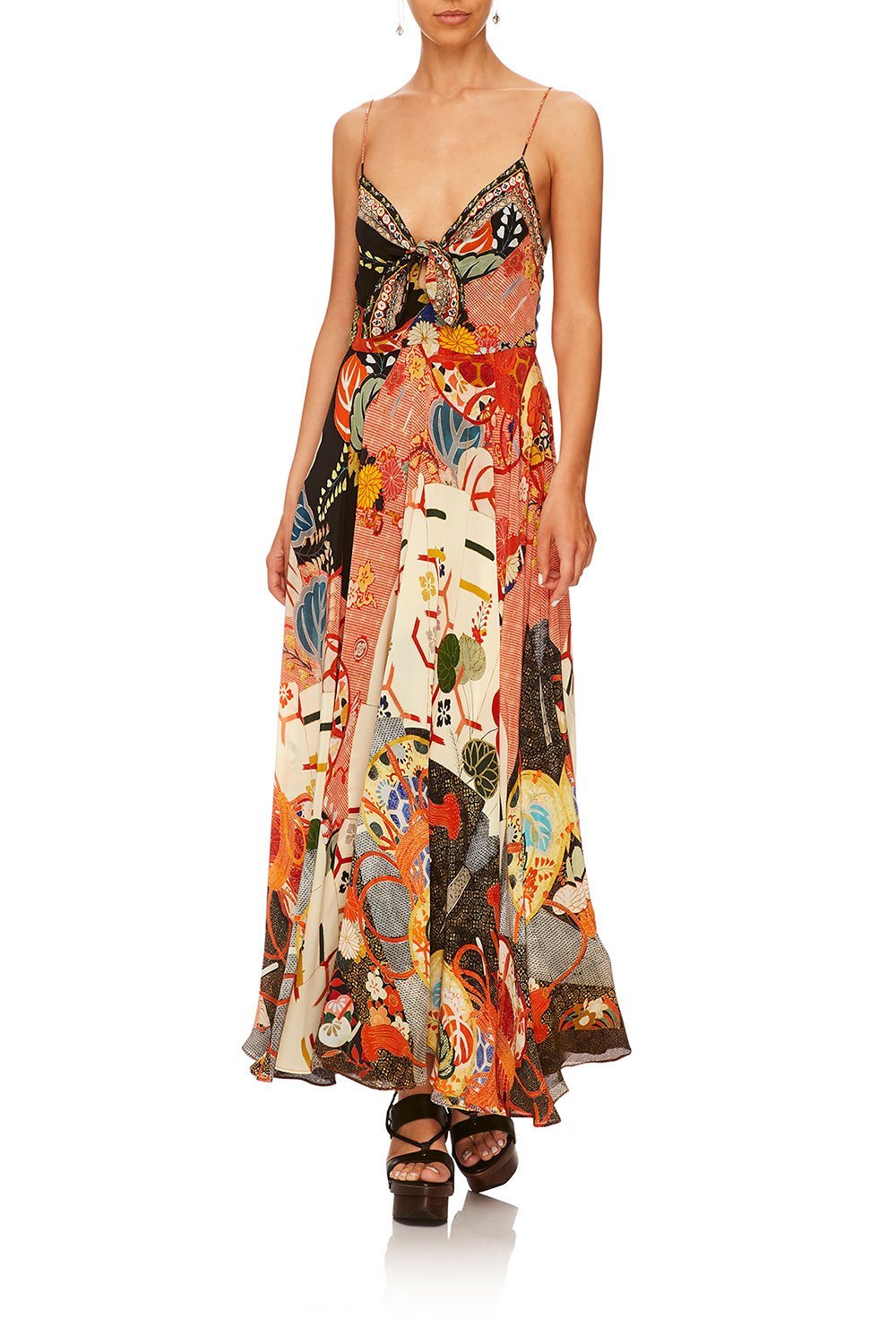 KISSING THE SUN LONG DRESS W TIE FRONT