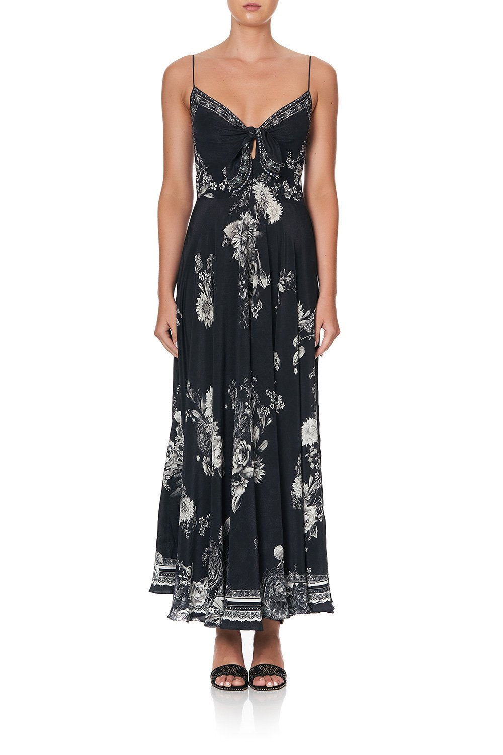 LONG DRESS WITH TIE FRONT MOONSHINE BLOOM