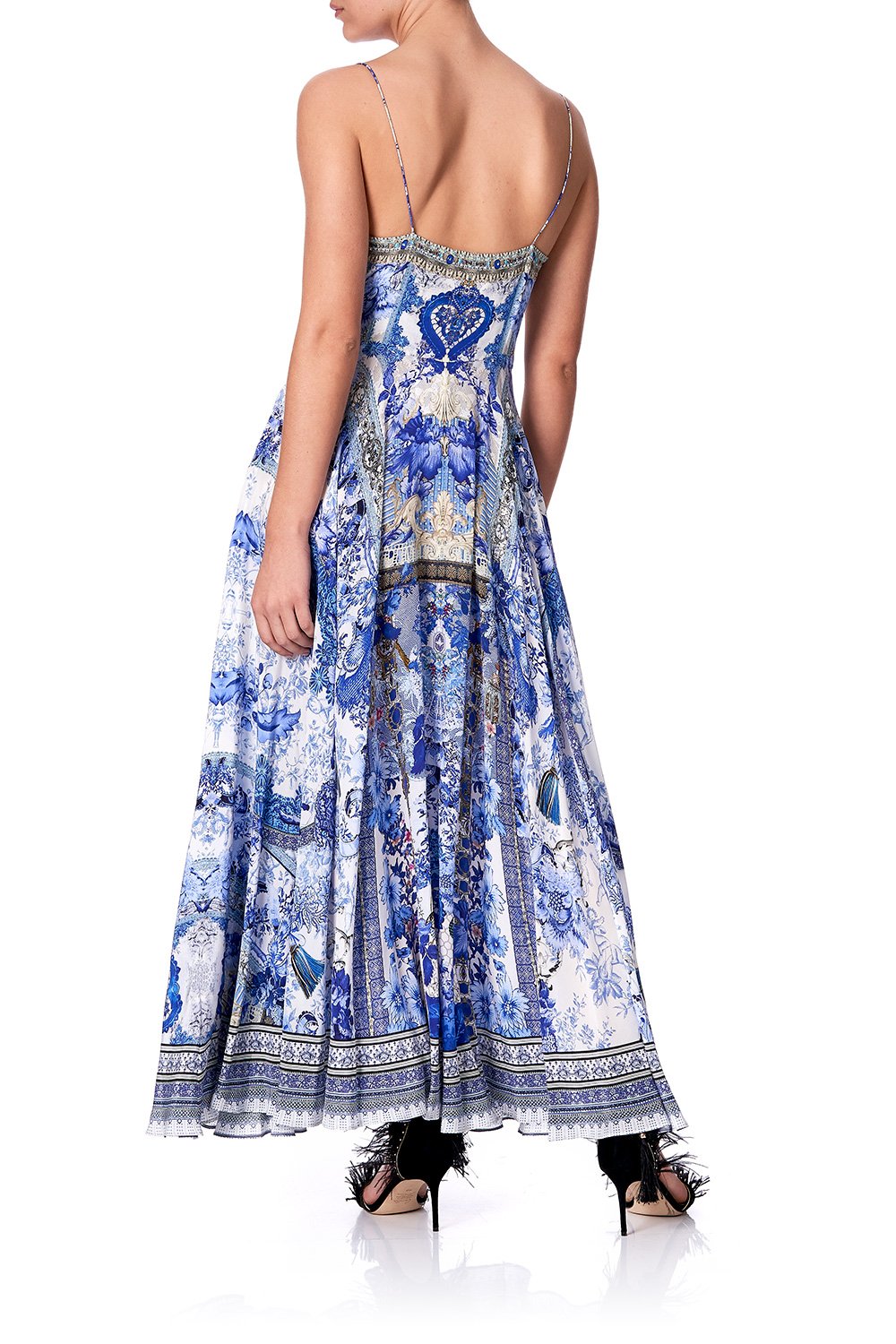 LONG DRESS WITH TIE FRONT PAINTED PROVINCIAL