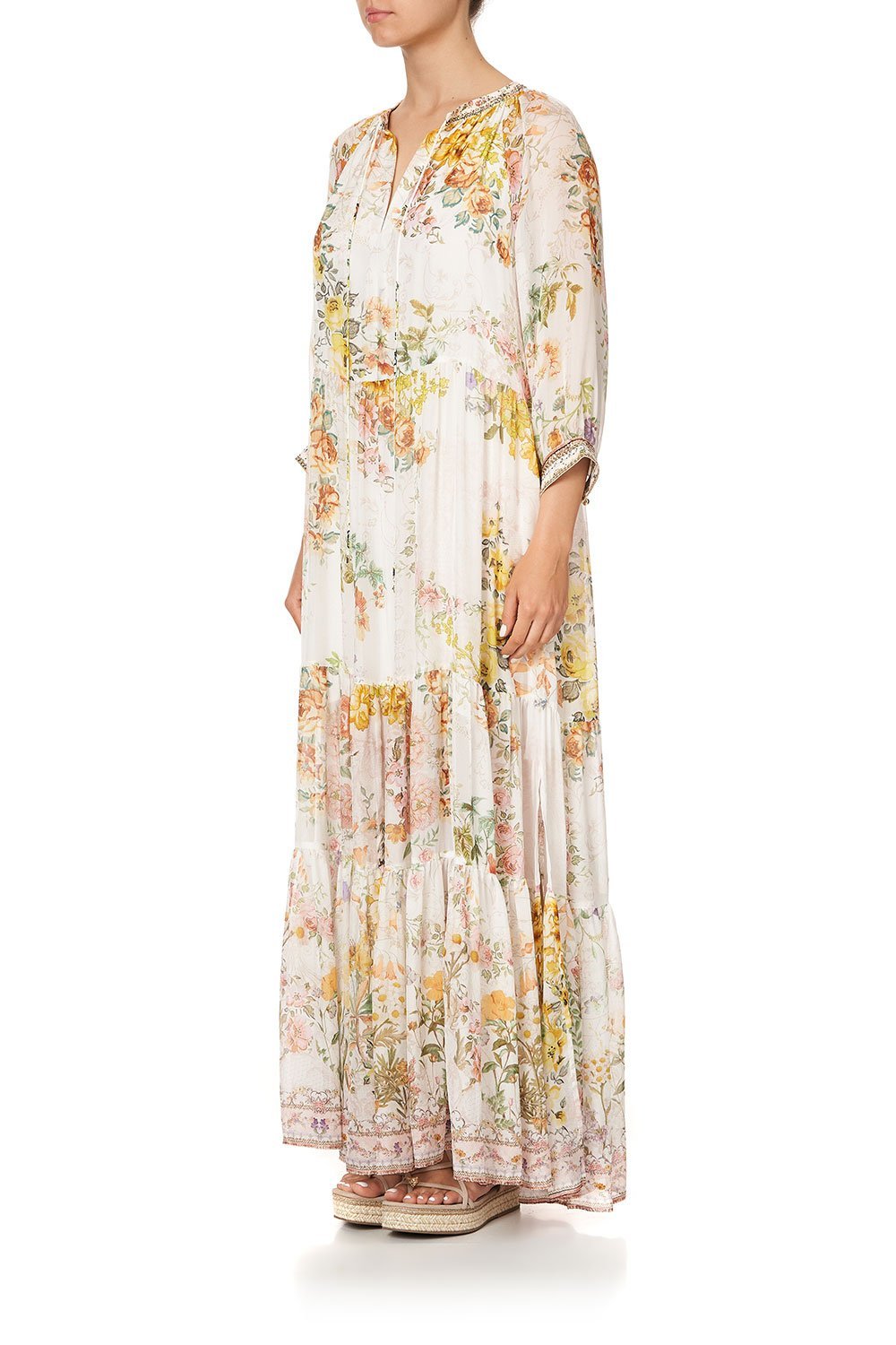 LONG GATHERED PANEL DRESS IN THE HILLS OF TUSCANY