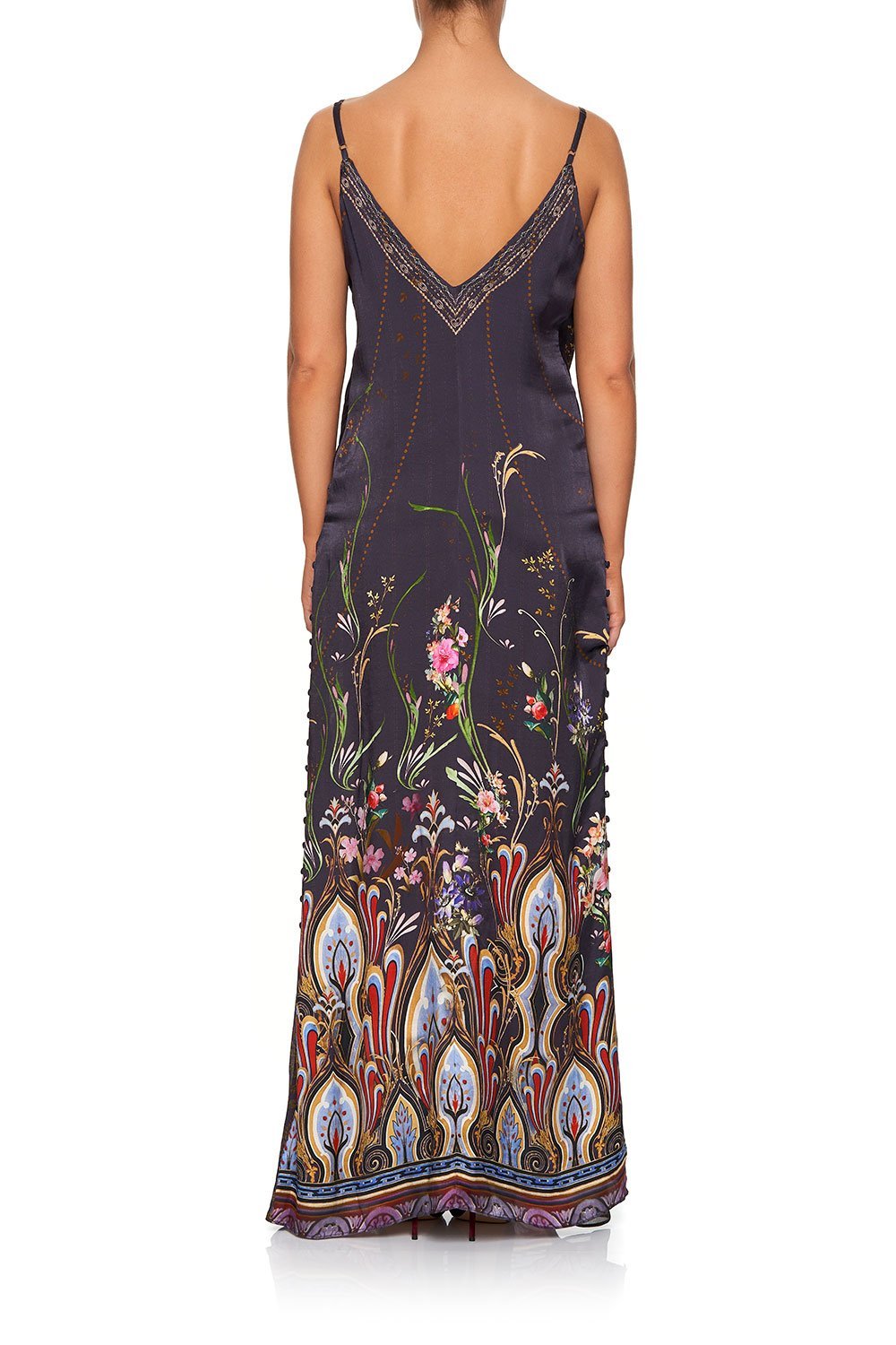 LONG GODET SLIP DRESS WILD FLOWER