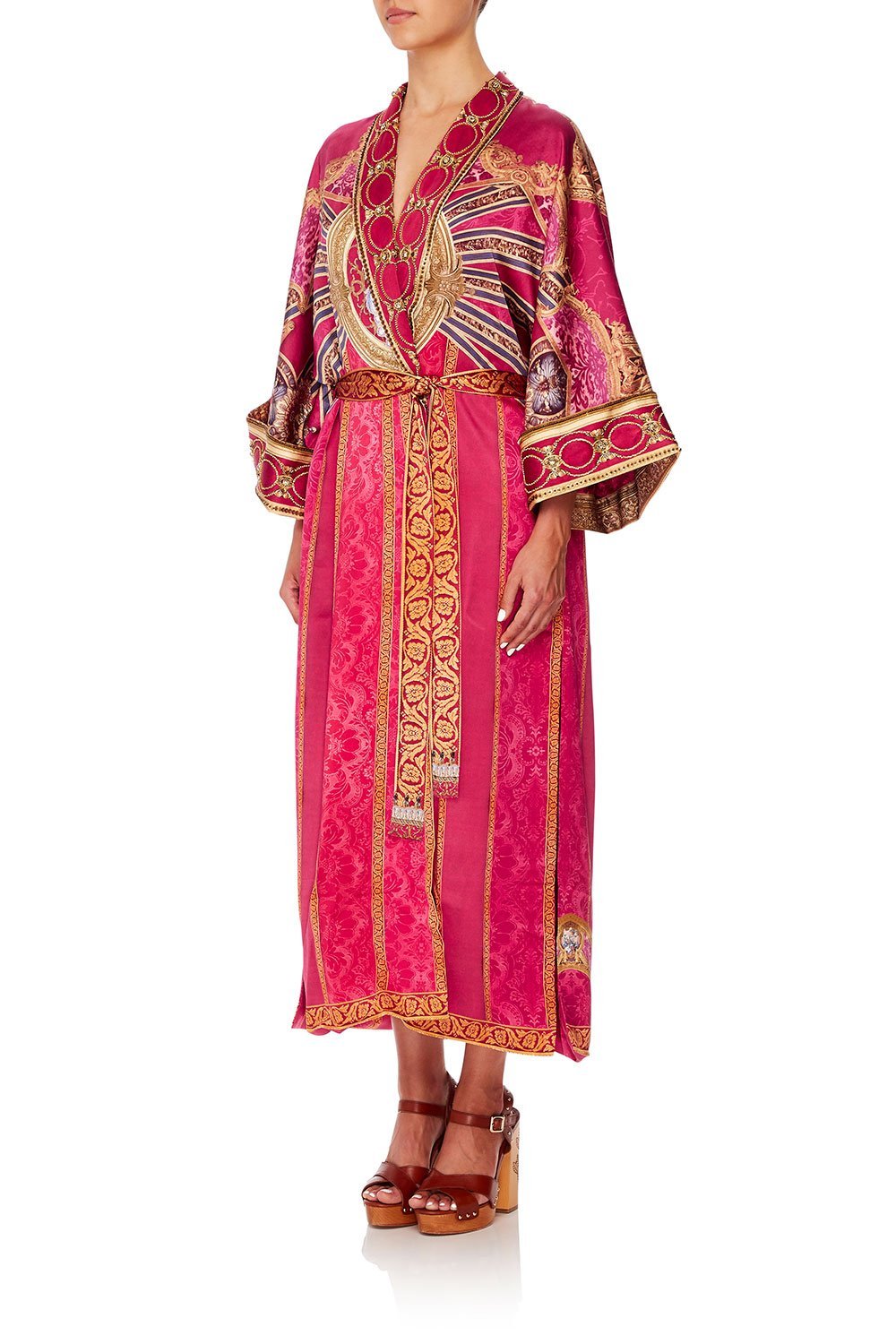 CAMILLA LONG ROBE WITH NARROW COLLAR LOUNGE HOUR