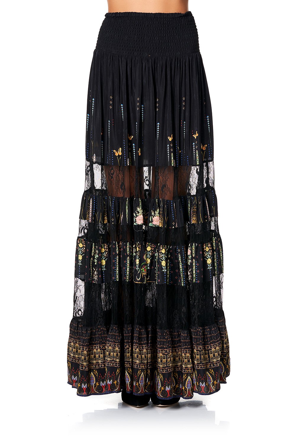 CAMILLA MAXI SKIRT WITH LACE INSERTS REBELLE REBELLE