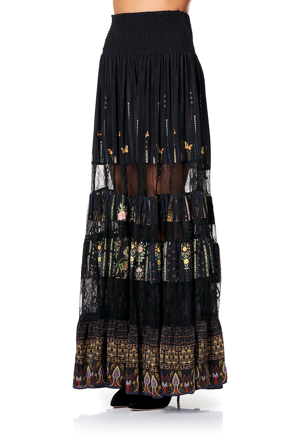 CAMILLA MAXI SKIRT WITH LACE INSERTS REBELLE REBELLE