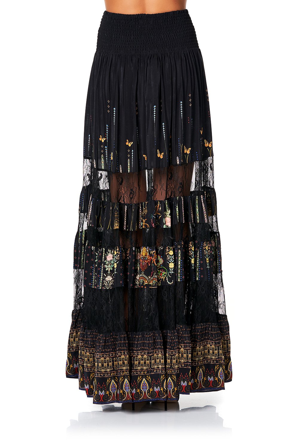 CAMILLA MAXI SKIRT WITH LACE INSERTS REBELLE REBELLE
