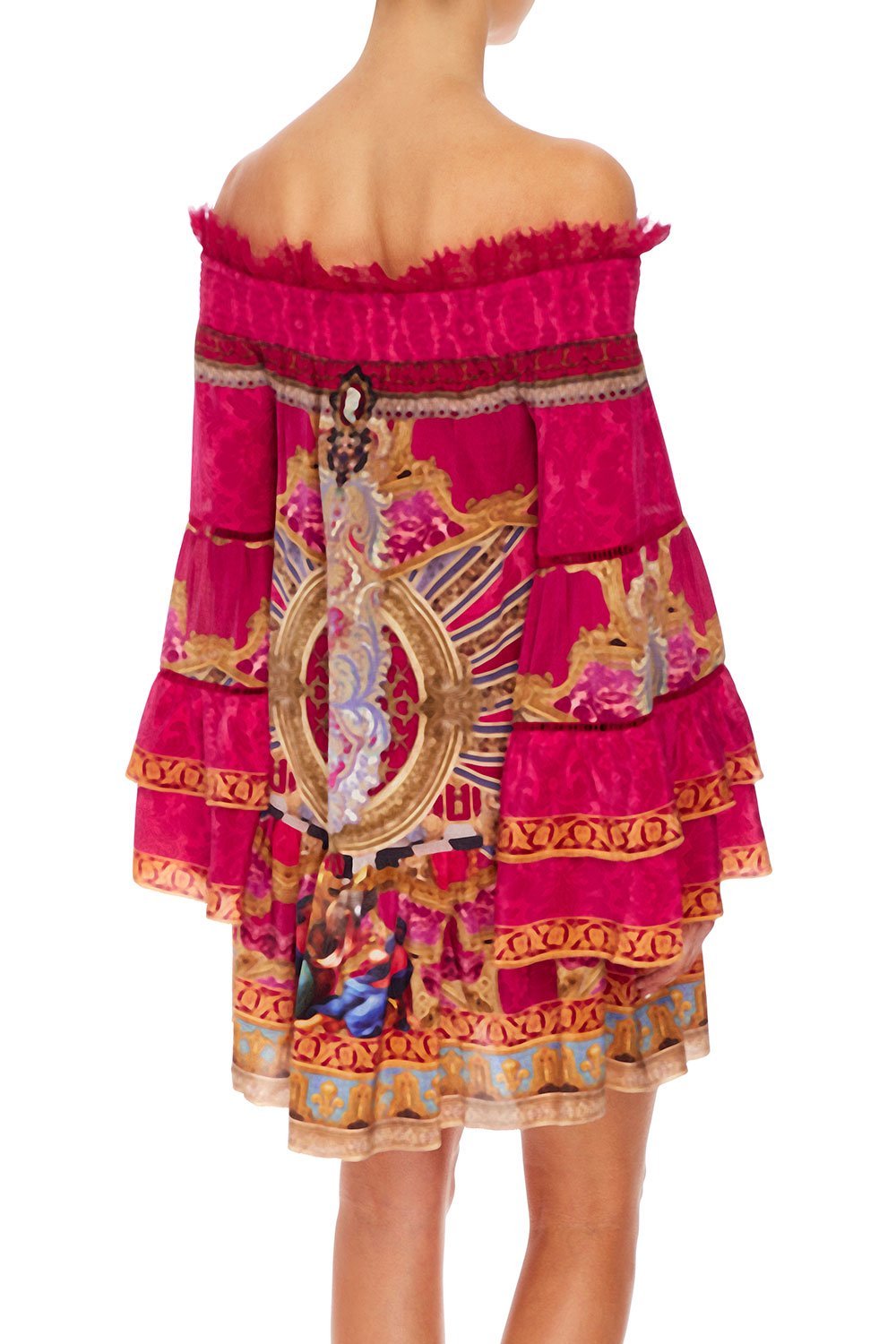 CAMILLA OFF SHOULDER DRESS WITH SMOCKING LOUNGE HOUR