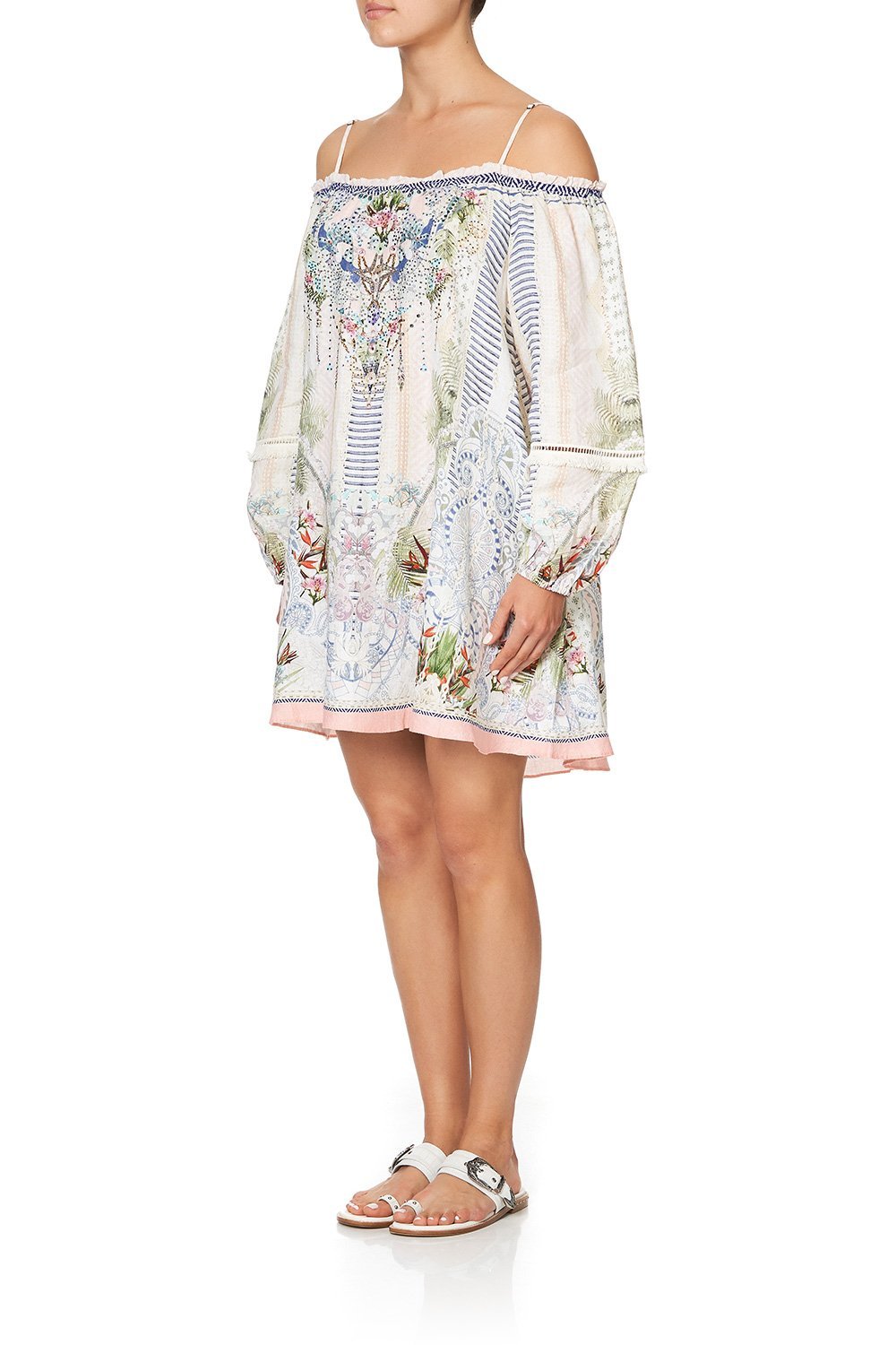 OFF SHOULDER DRESS WITH STRAPS BEACH SHACK