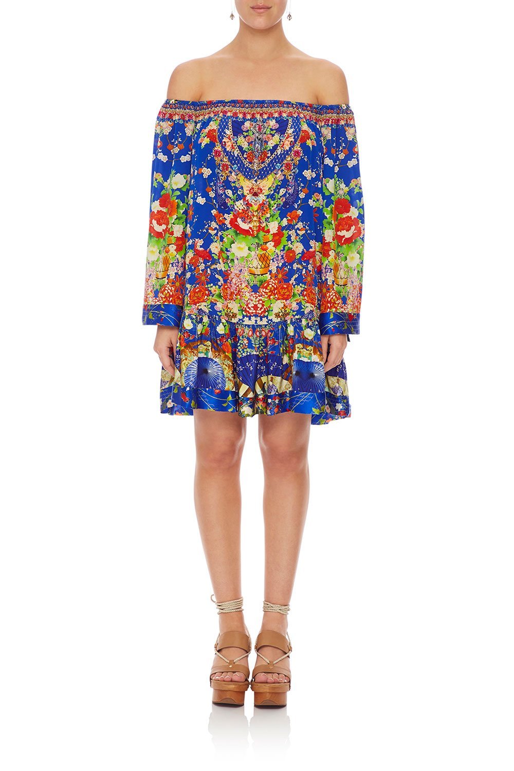 CAMILLA OFF SHOULDER FRILL HEM DRESS PLAYING KOI