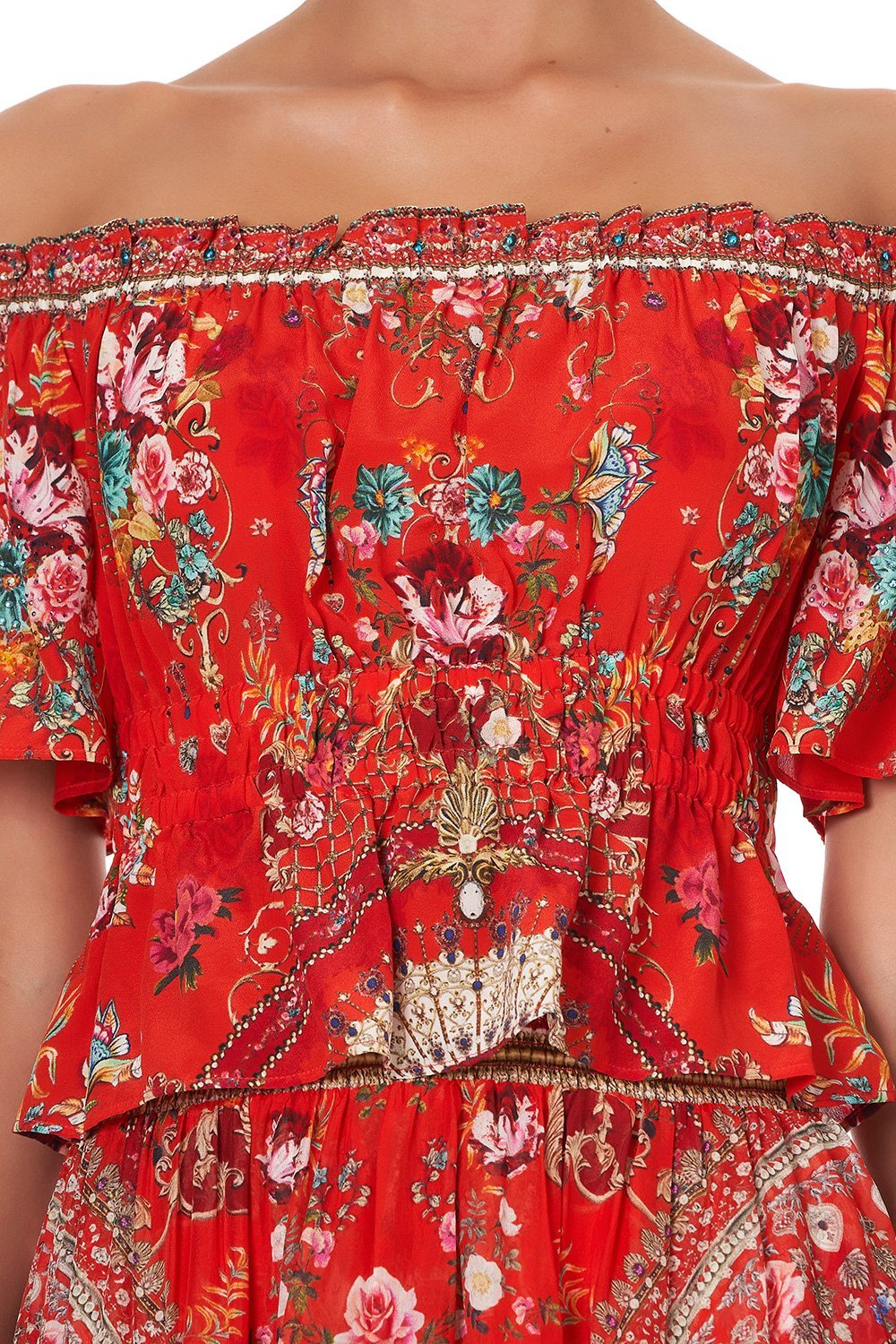 OFF SHOULDER GATHERED TOP CAMEOS CAN CAN