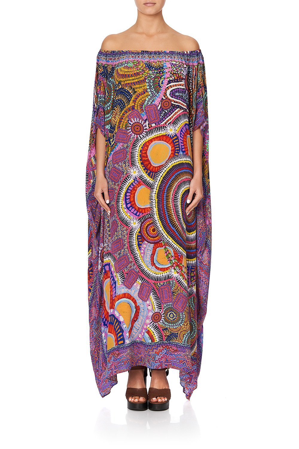 OFF SHOULDER KAFTAN WITH SPLIT WARLU DREAMING