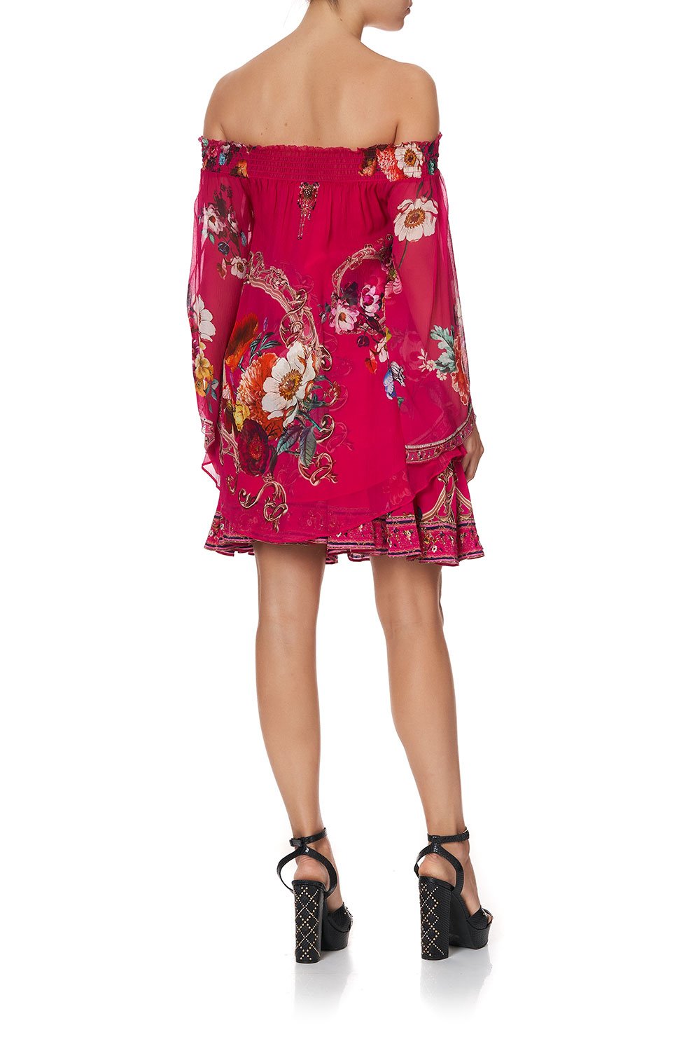 OFF SHOULDER SHIRRED BLOUSE APPLE EYED