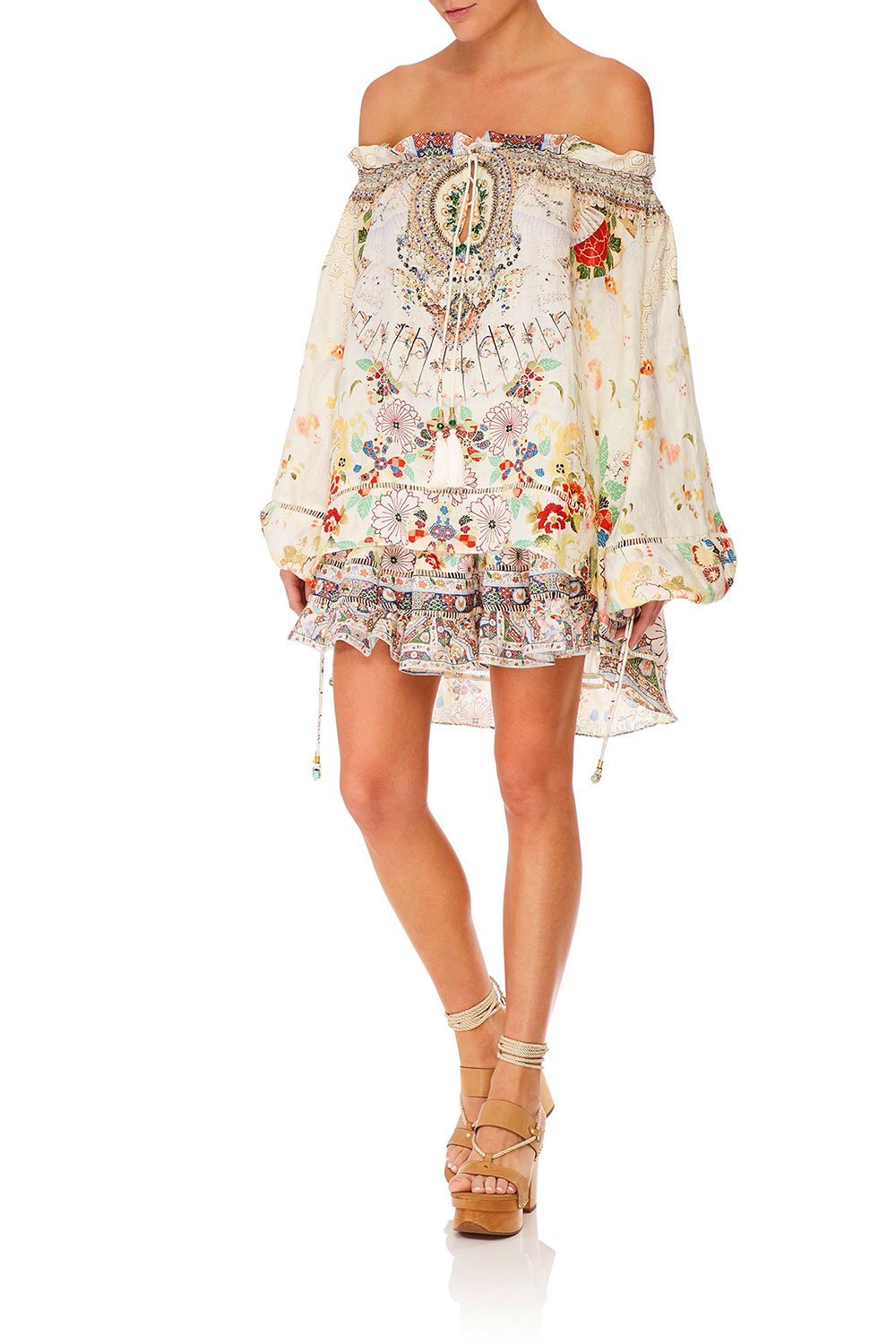 CAMILLA TIME AFTER TIME SHORT SHIRRED SKIRT