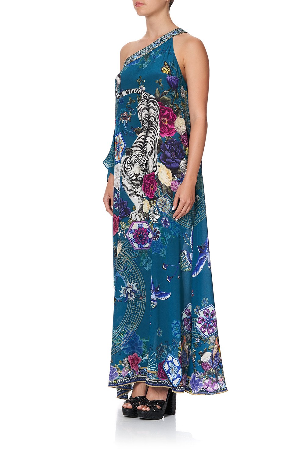 ONE SHOULDER KAFTAN WITH NECKBAND LUNAR GAZING