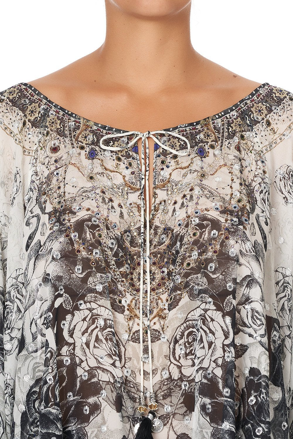 RAGLAN SLEEVE BLOUSE WITH CUFF MIDNIGHT PEARL