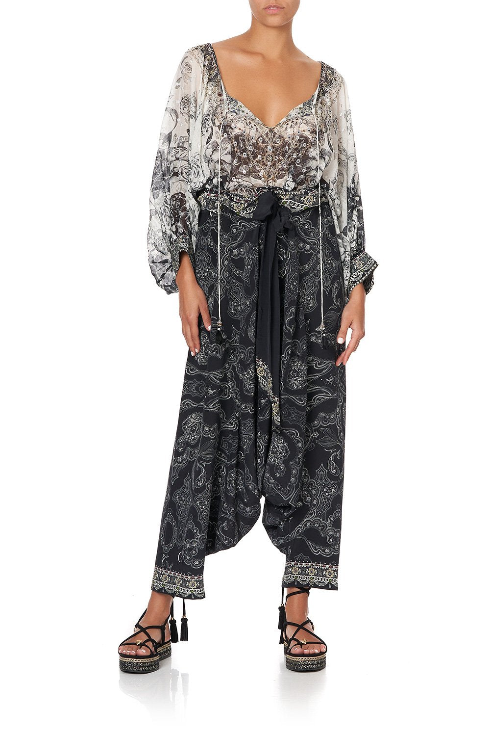 RAGLAN SLEEVE BLOUSE WITH CUFF MIDNIGHT PEARL