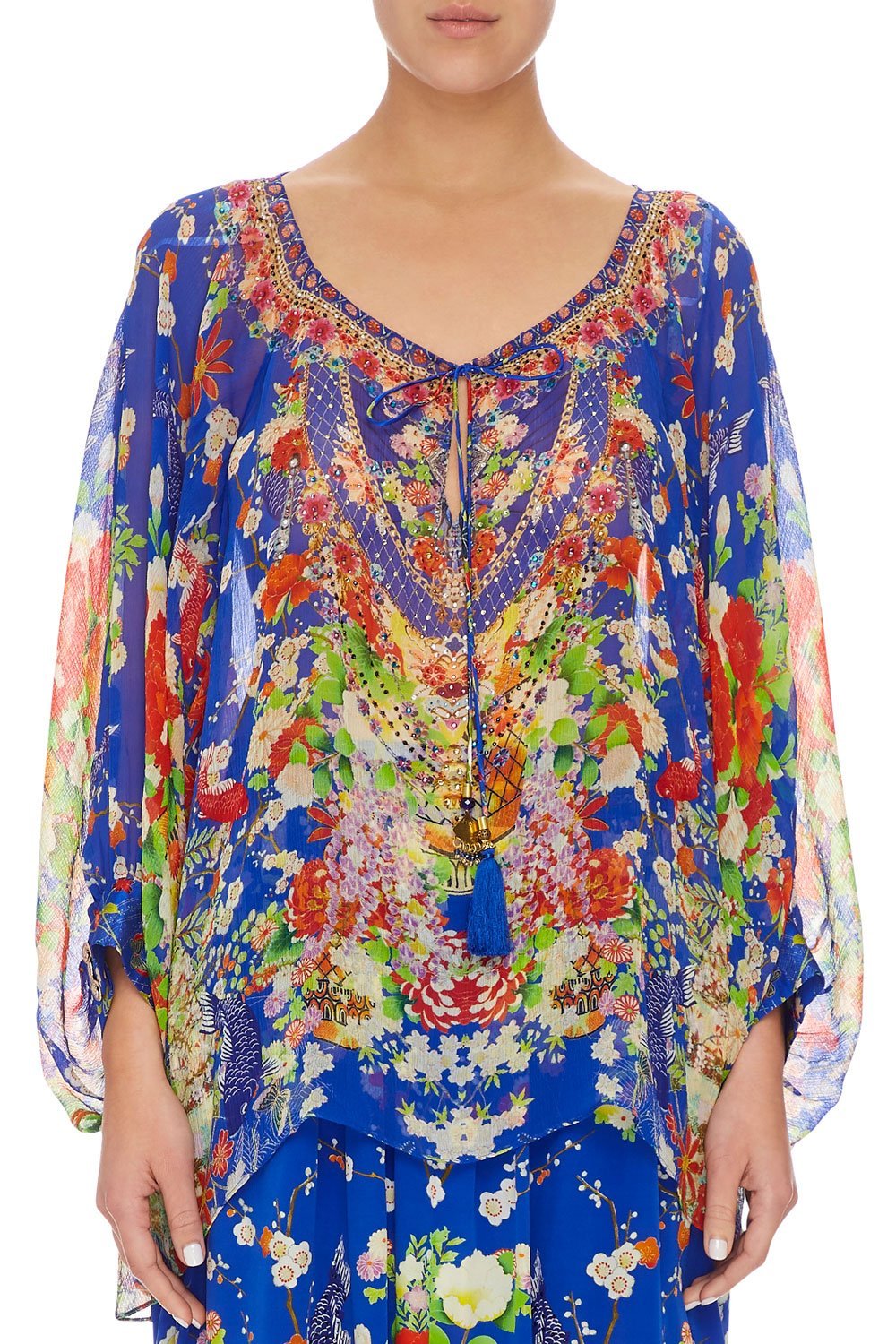 CAMILLA RAGLAN SLEEVE BLOUSE W/ CUFF PLAYING KOI